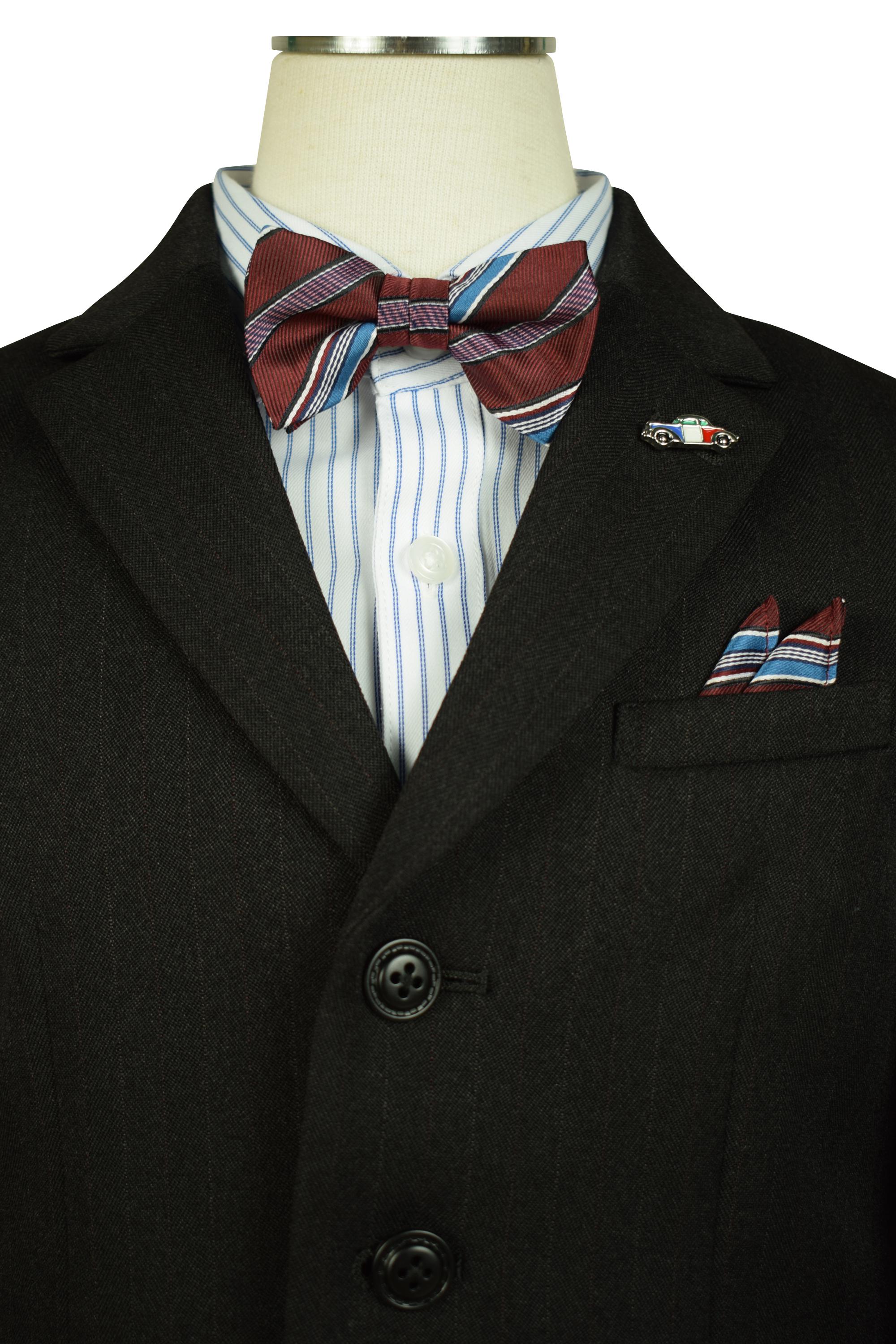 ELLE en noir ストライプブラック蝶ネクタイスーツセット (120cm