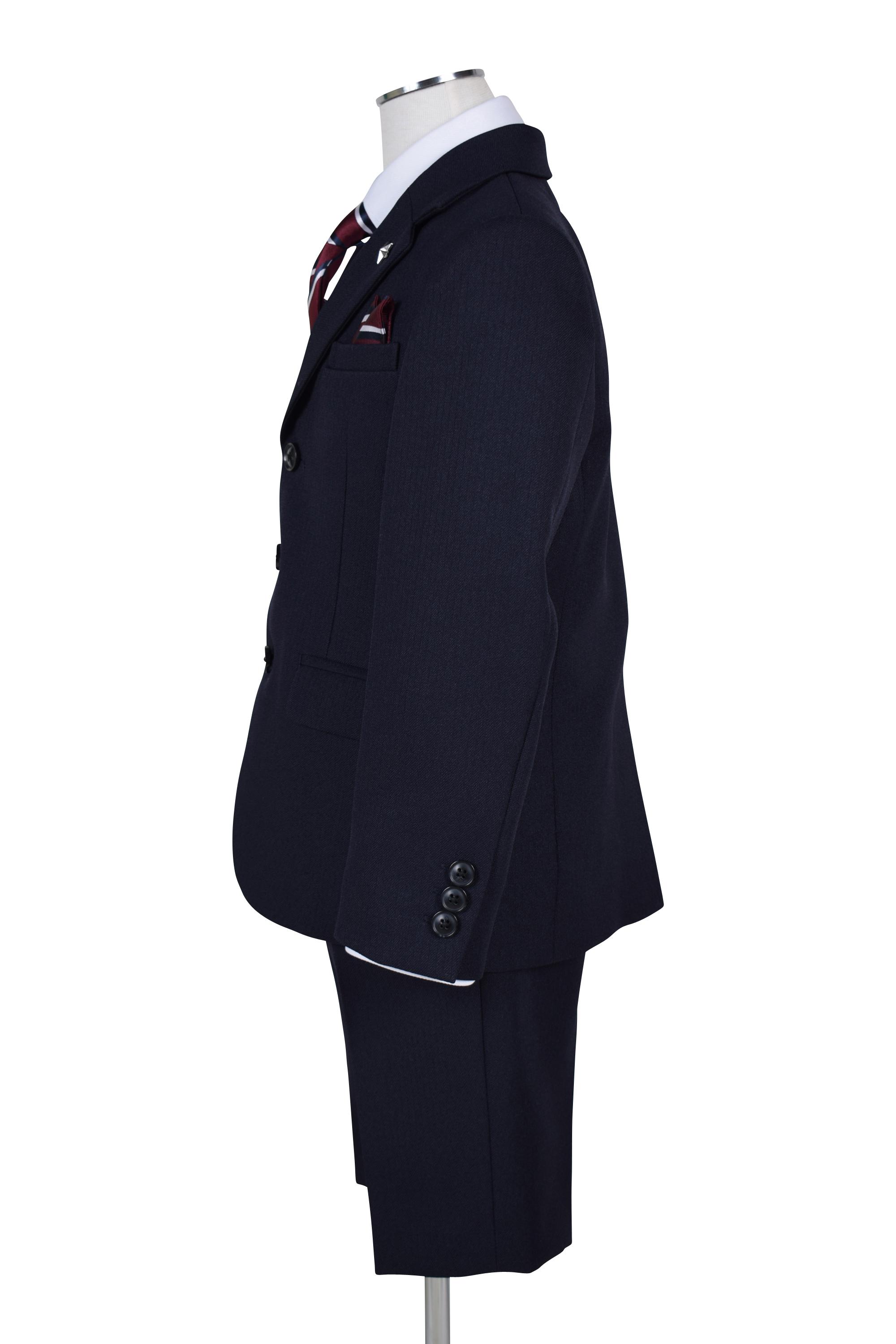 ヘリ―ボーン3ボタンネイビースーツセット