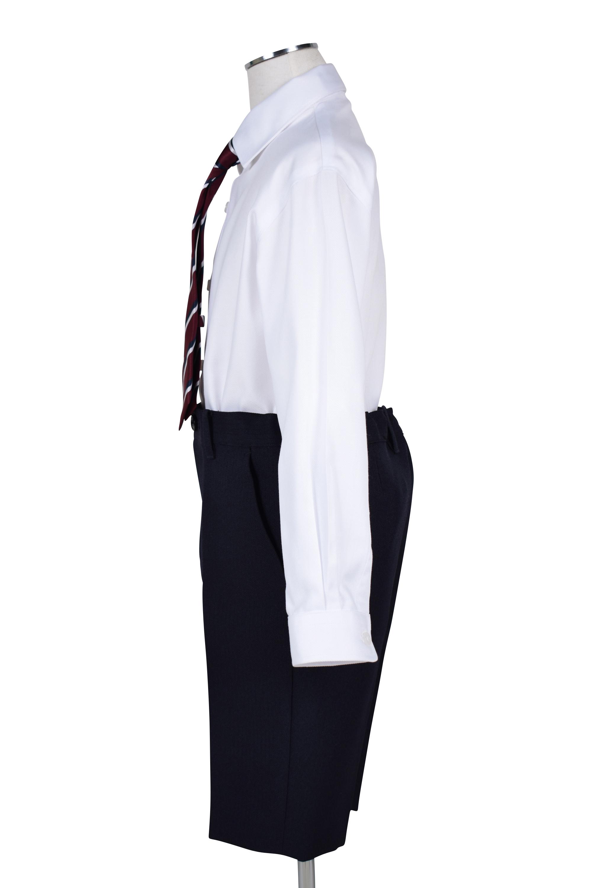 ヘリ―ボーン3ボタンネイビースーツセット