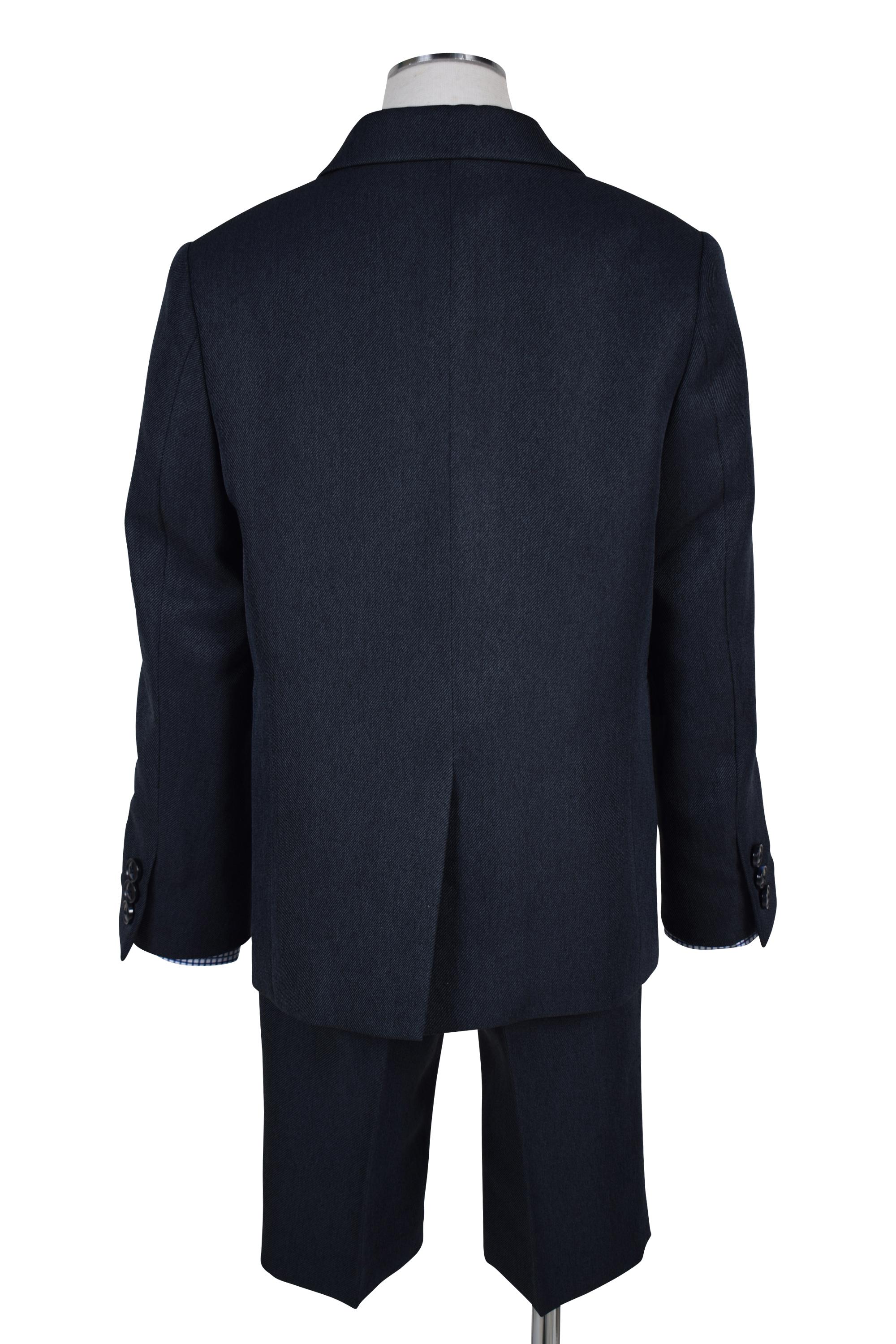 チェックシャツ×赤ネクタイネイビースーツセット