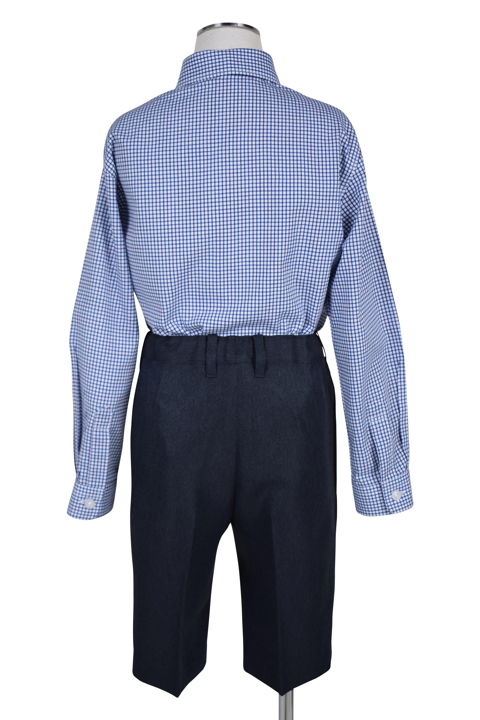 チェックシャツ×赤ネクタイネイビースーツセット