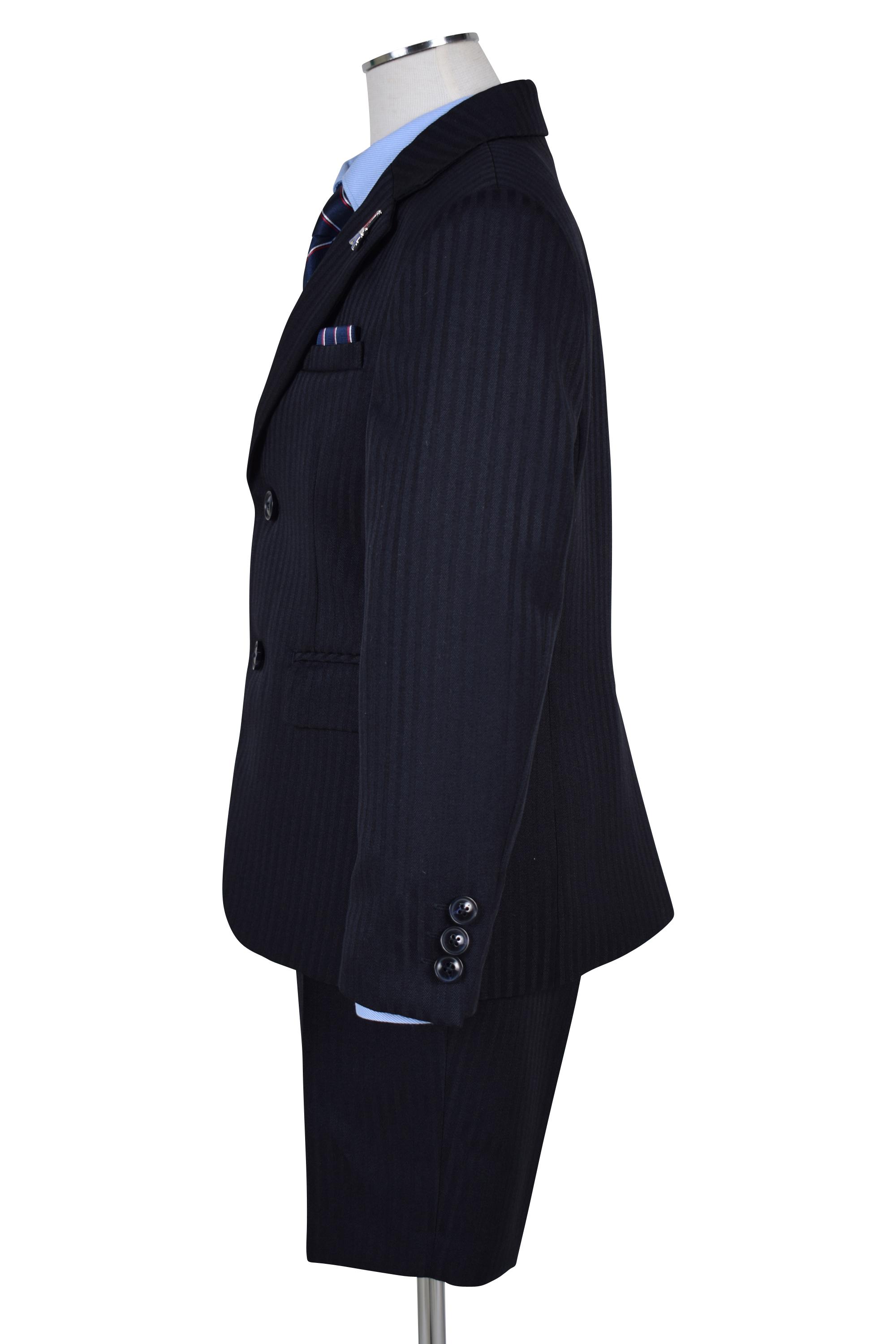 ヘリ―ボーン×レジメンタルネクタイ濃紺スーツセット