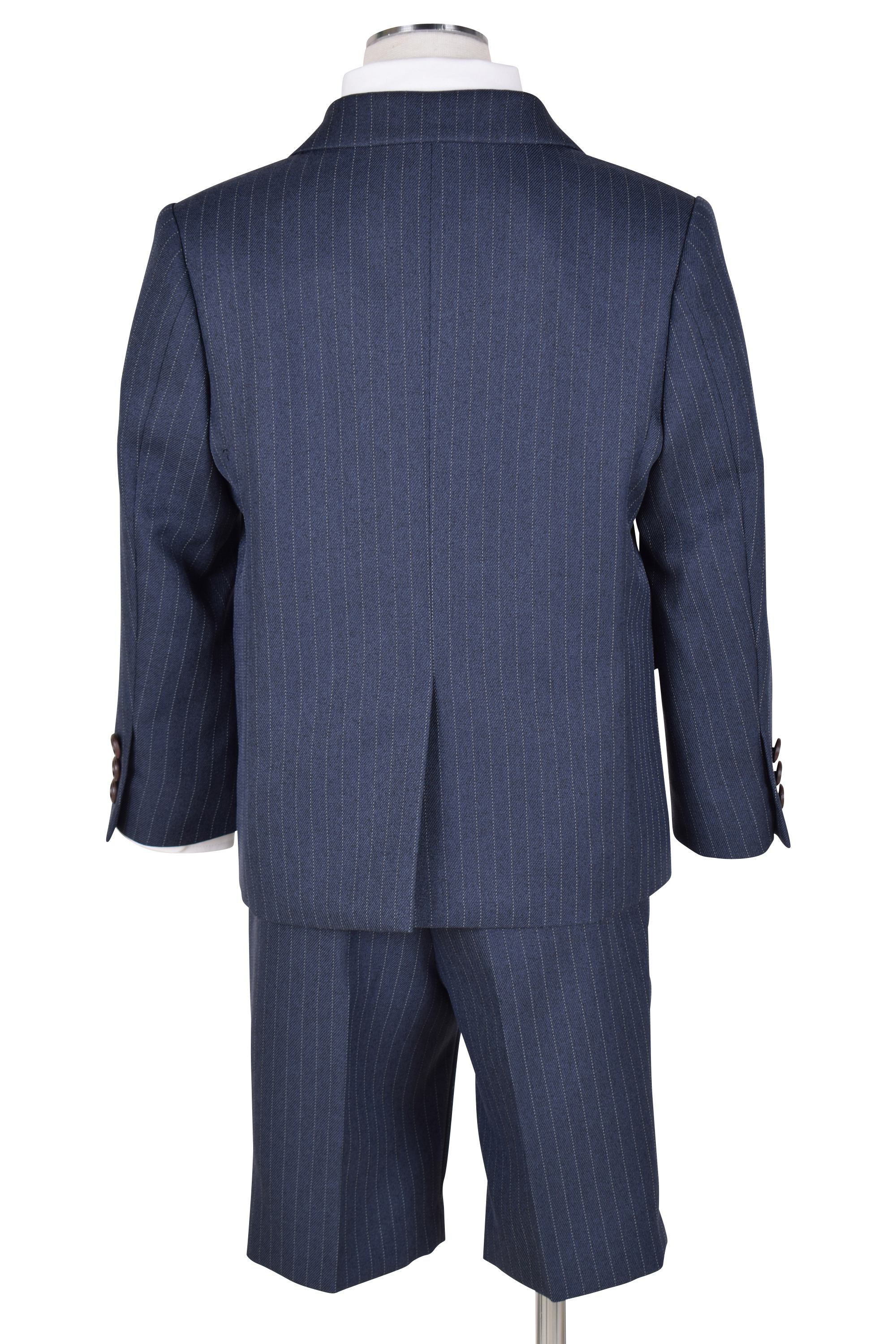 チェックシャツ紺ストライプスーツセット