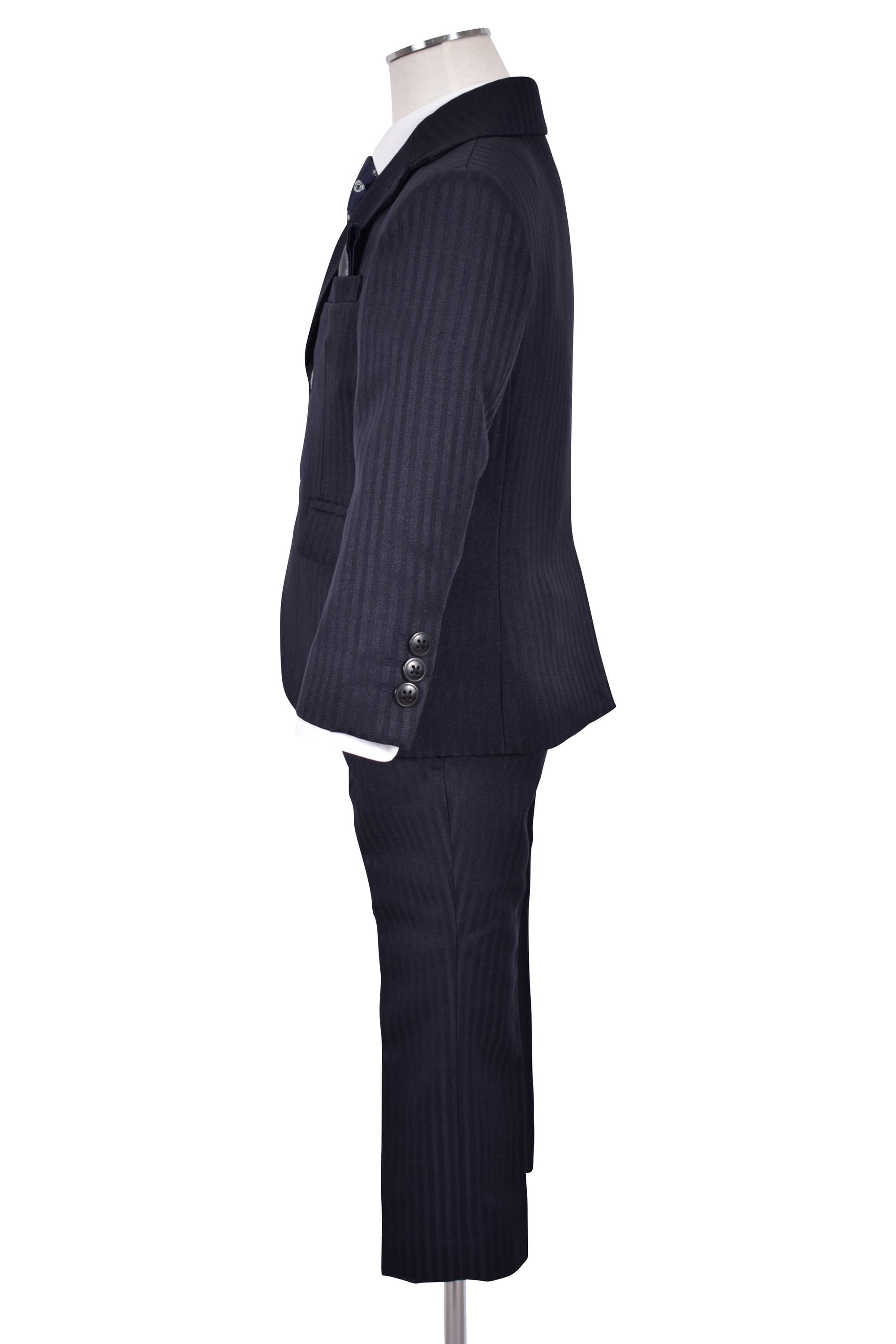 ストライプシャツ×シャドーストライプ濃紺スーツセット