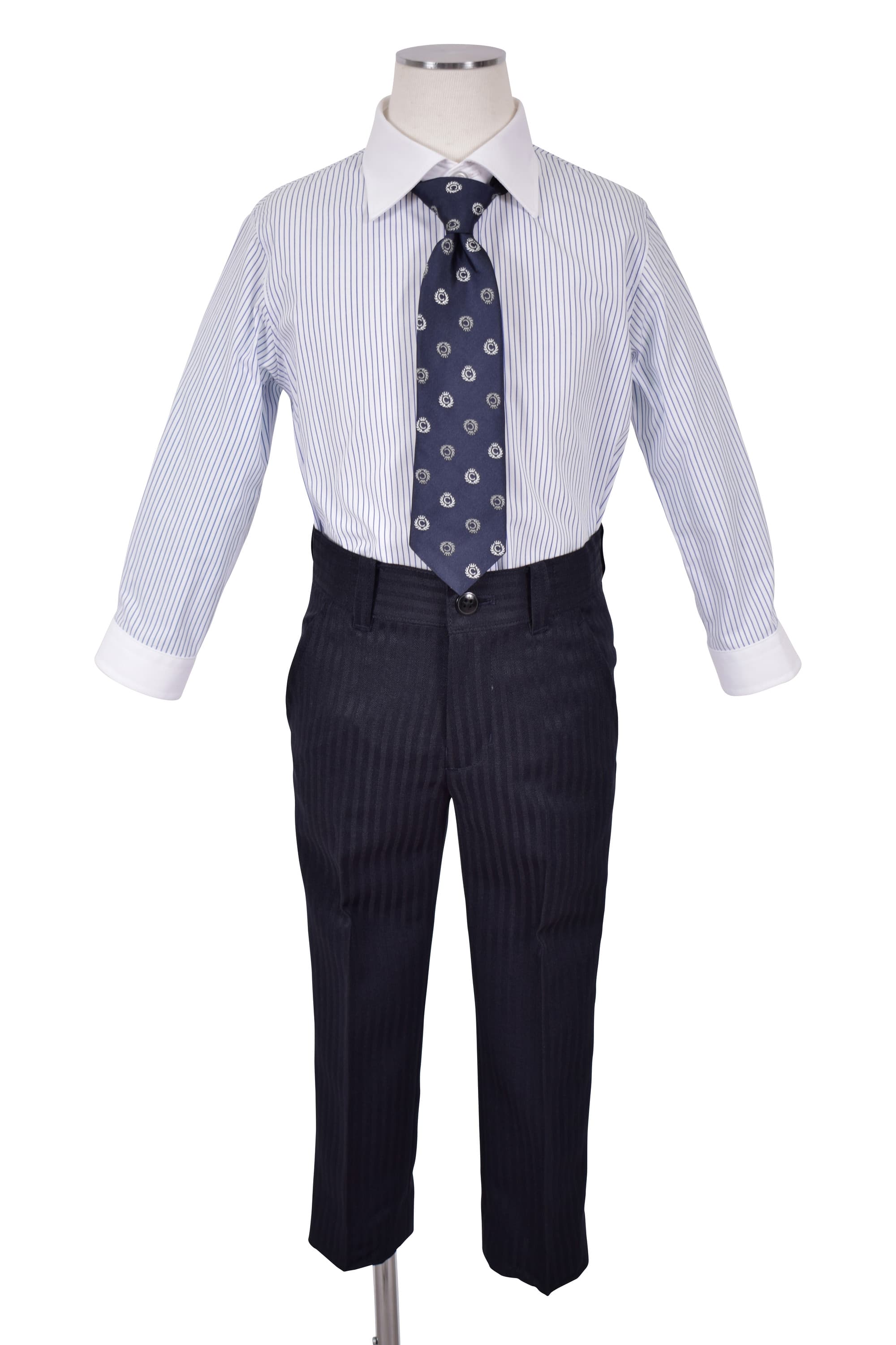 ストライプシャツ×シャドーストライプ濃紺スーツセット