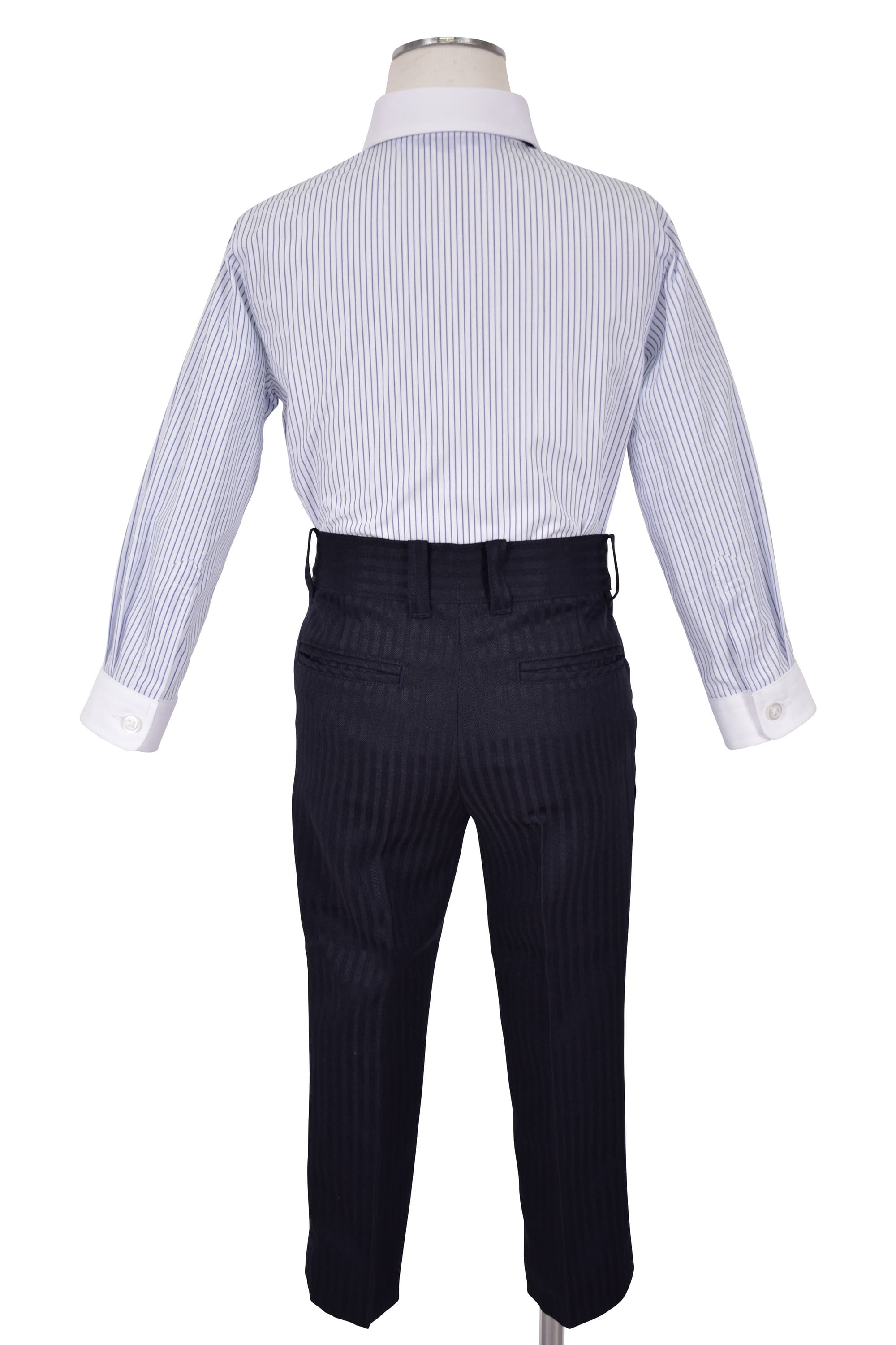 ストライプシャツ×シャドーストライプ濃紺スーツセット