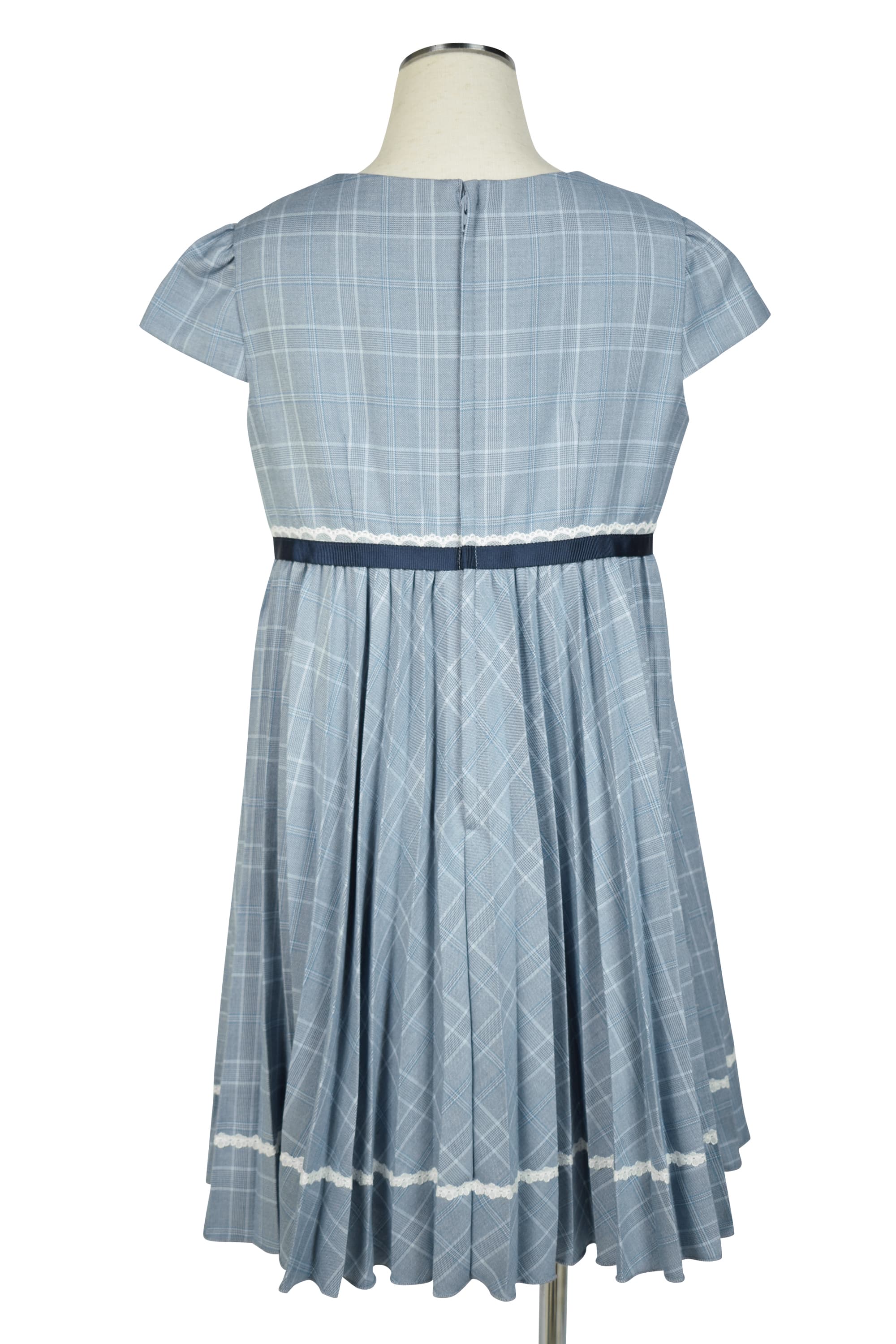 プリーツ清楚ブルーグレーワンピースセット