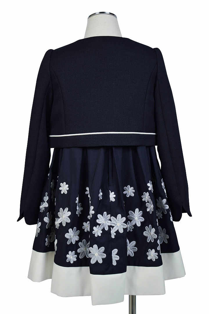 フラワー刺繍ネイビー×ホワイトワンピースセット