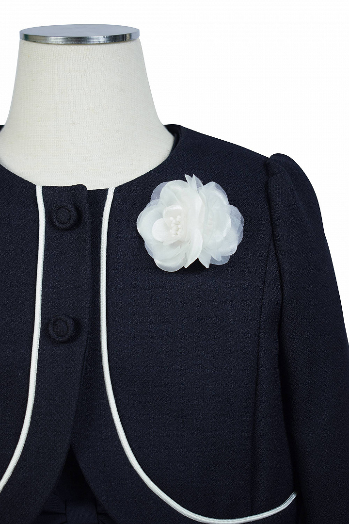 フラワー刺繍ネイビー×ホワイトワンピースセット