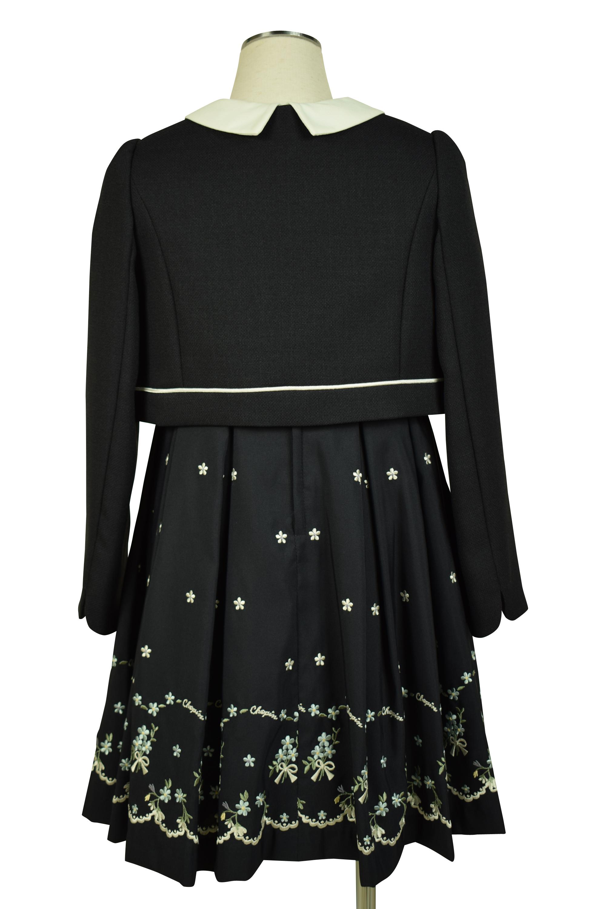 花束エンブロイダリーネイビーワンピースセット