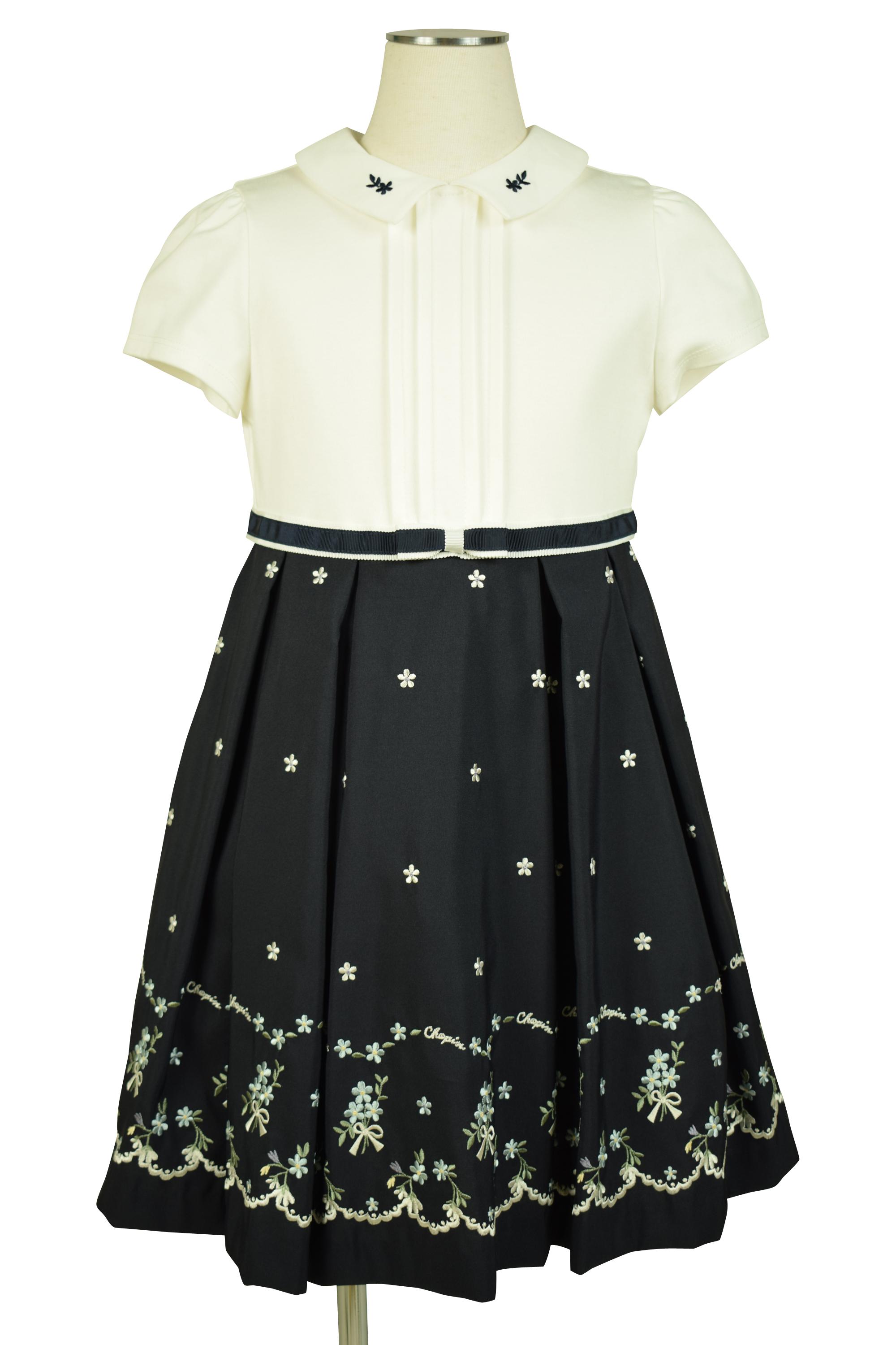 花束エンブロイダリーネイビーワンピースセット