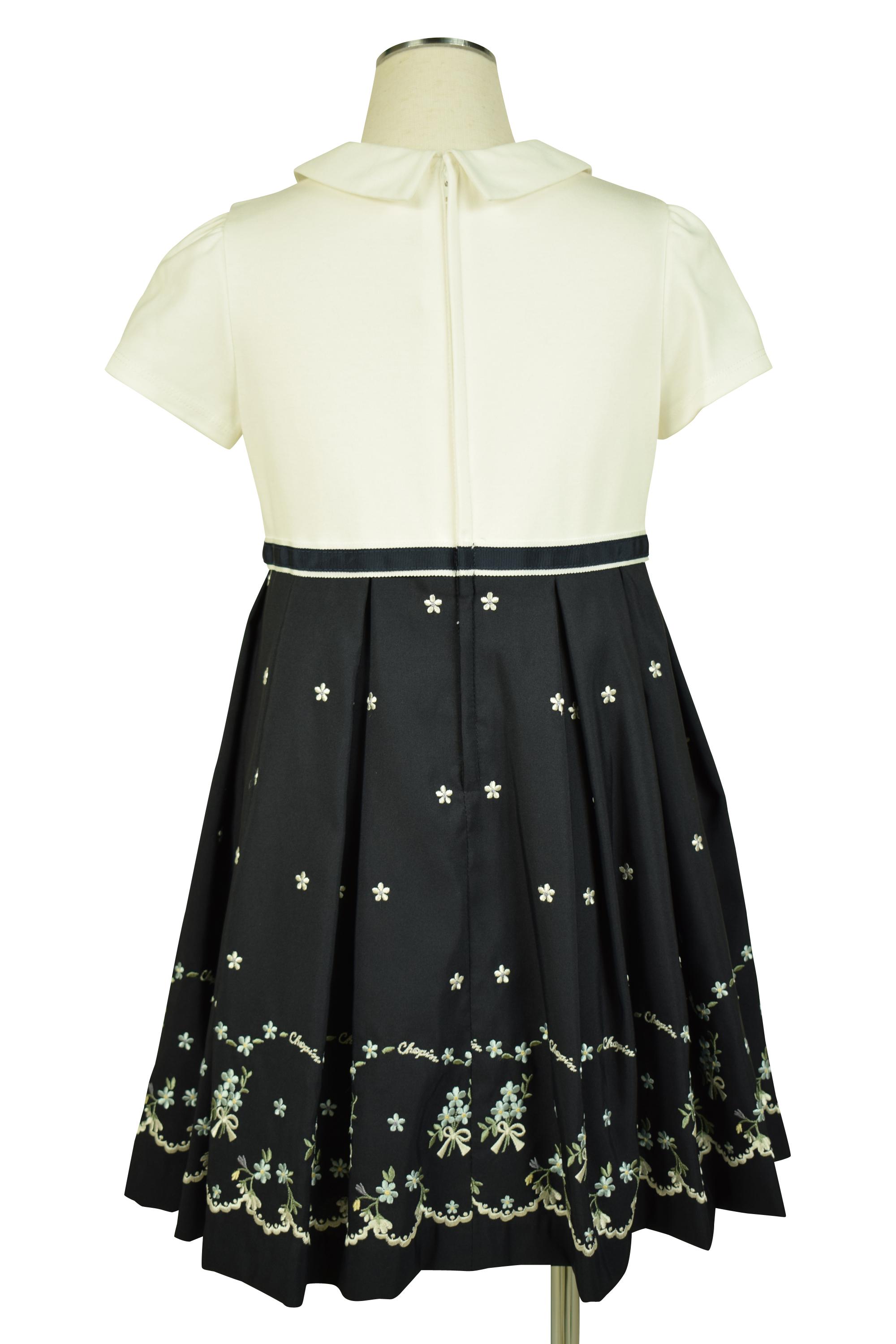 花束エンブロイダリーネイビーワンピースセット