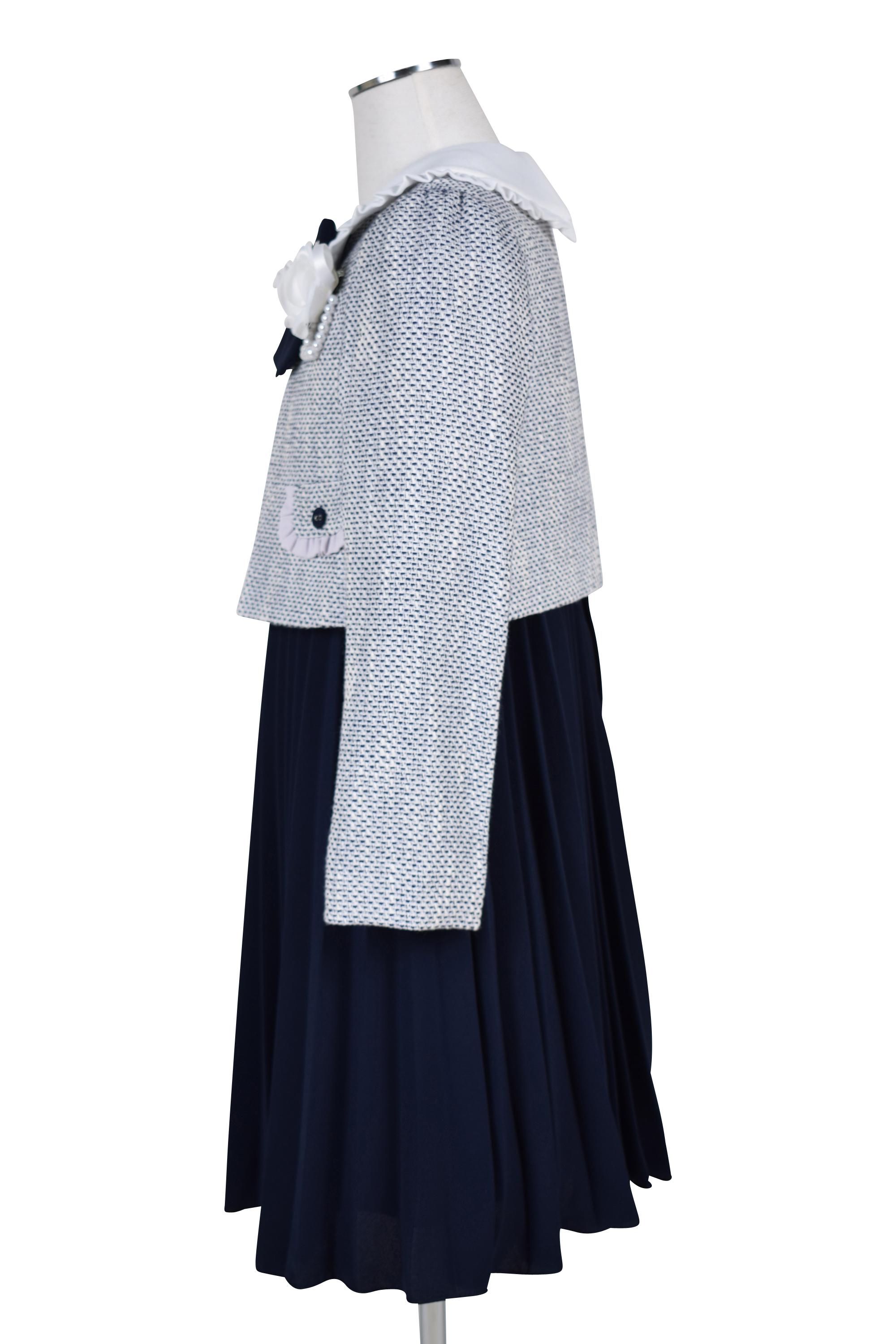 プリーツ可憐ネイビーワンピースセット