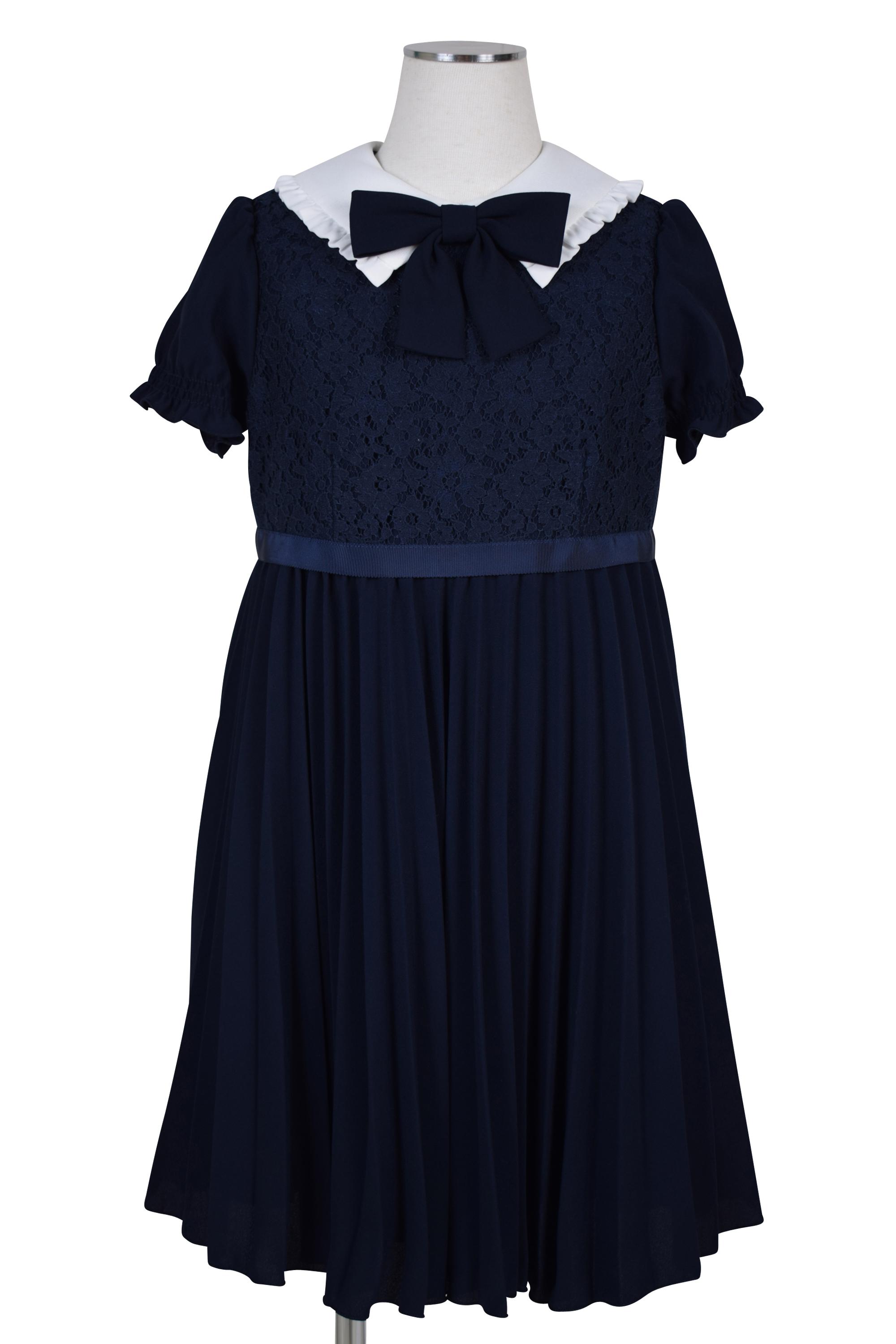 プリーツ可憐ネイビーワンピースセット
