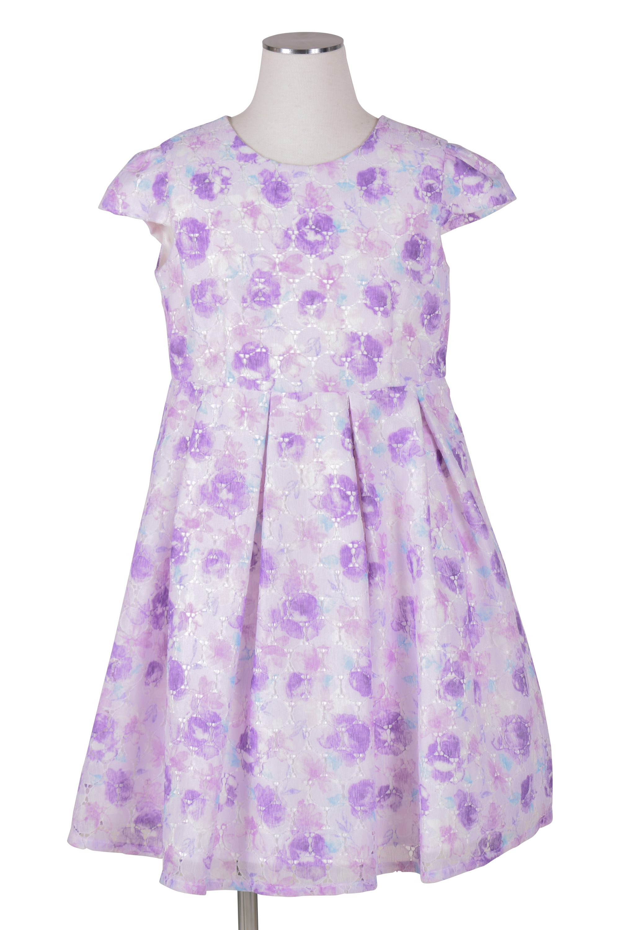 水彩フラワーパープルワンピースセット