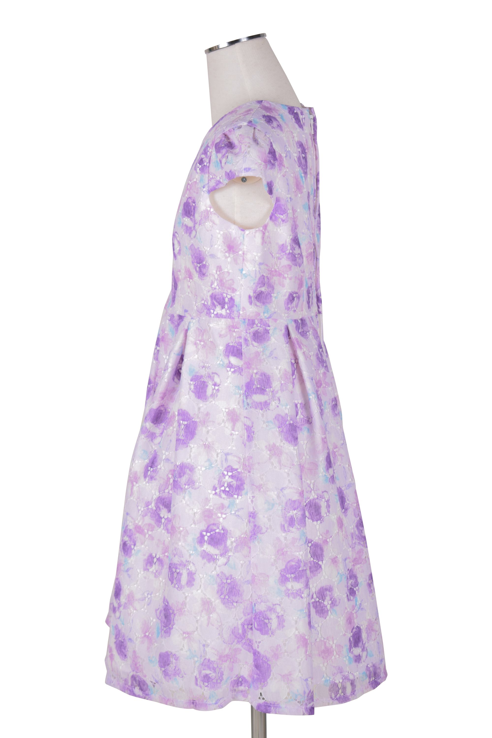 水彩フラワーパープルワンピースセット