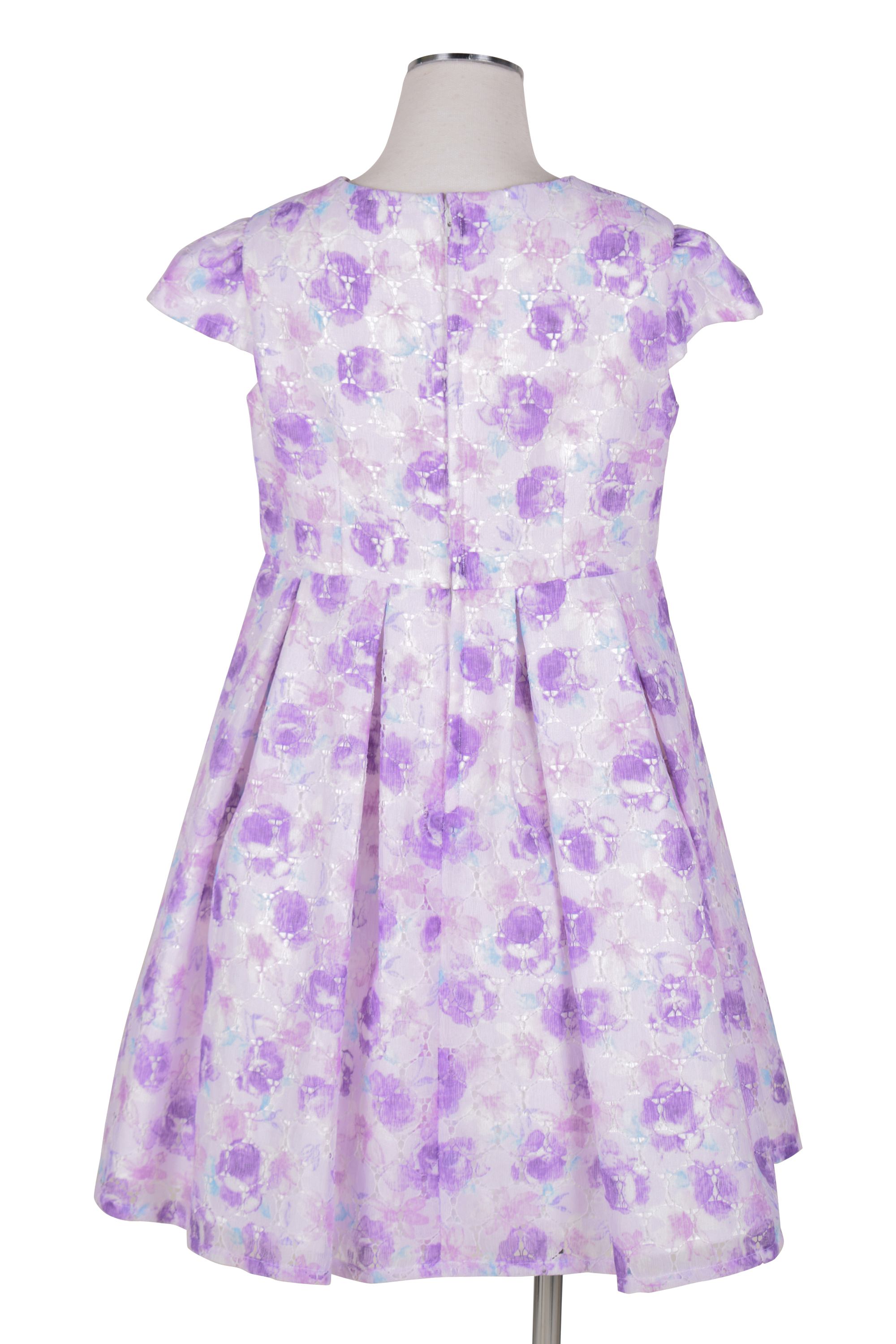 水彩フラワーパープルワンピースセット