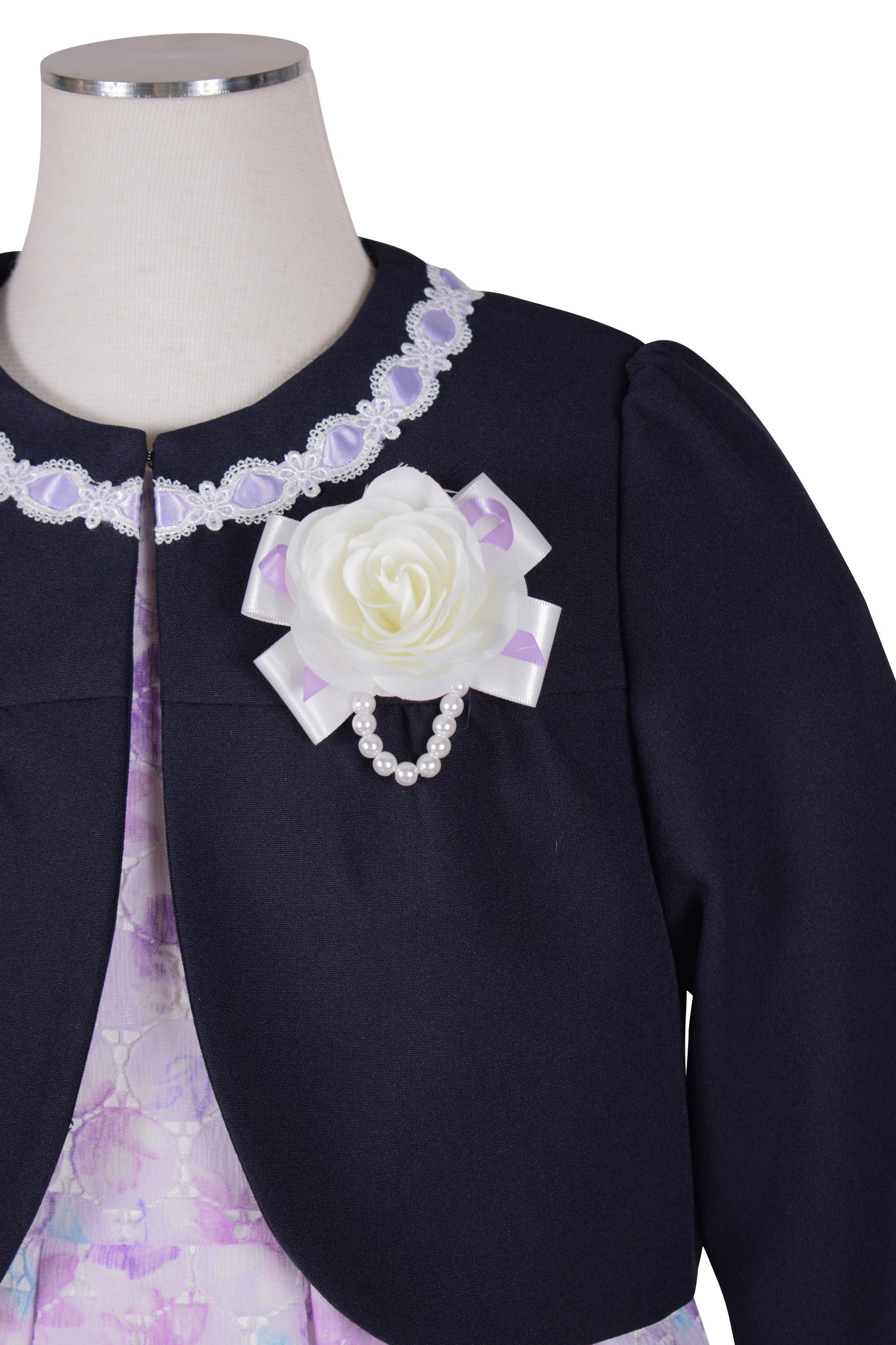 水彩フラワーパープルワンピースセット