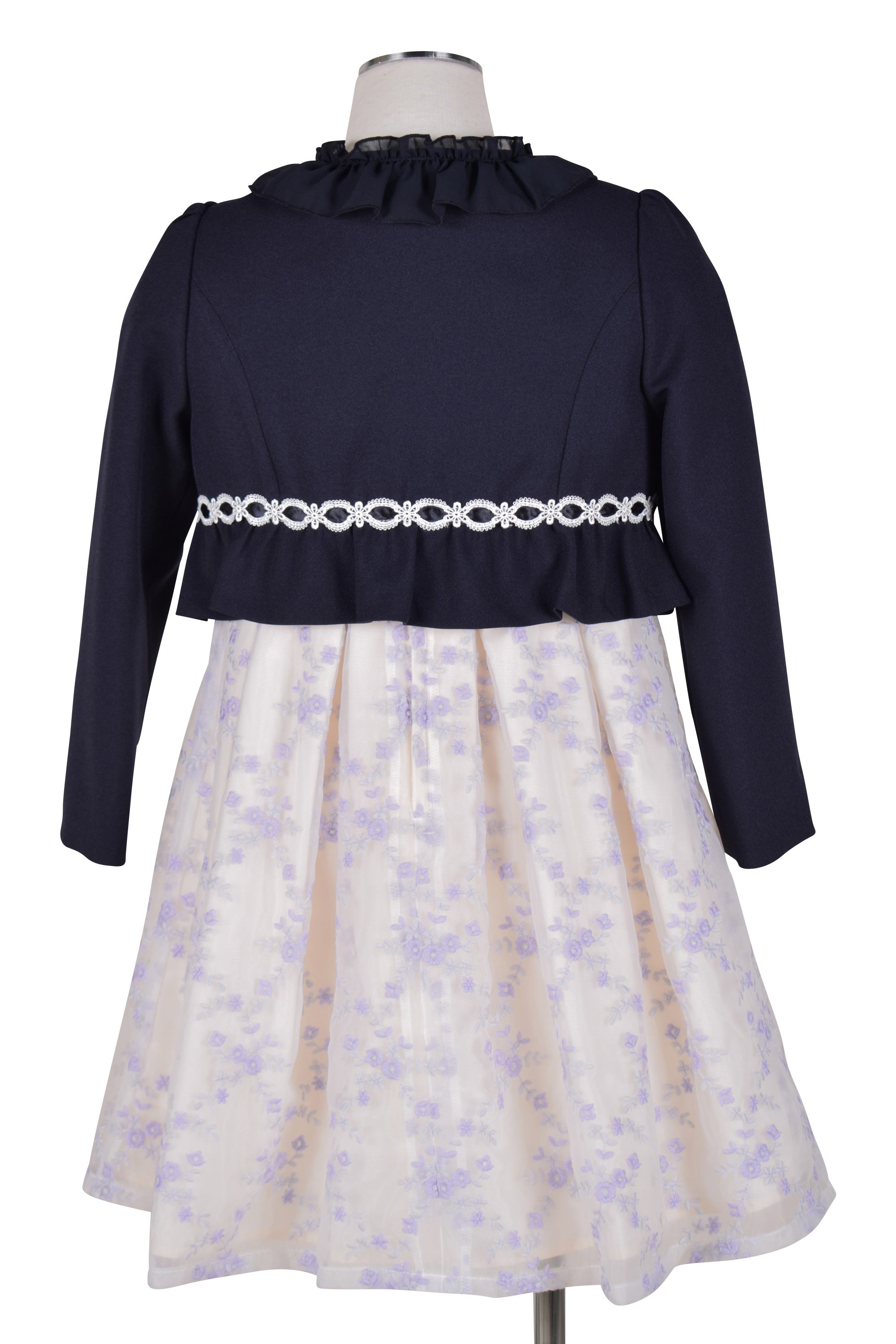 小花ラベンダー刺繍ホワイトワンピースセット