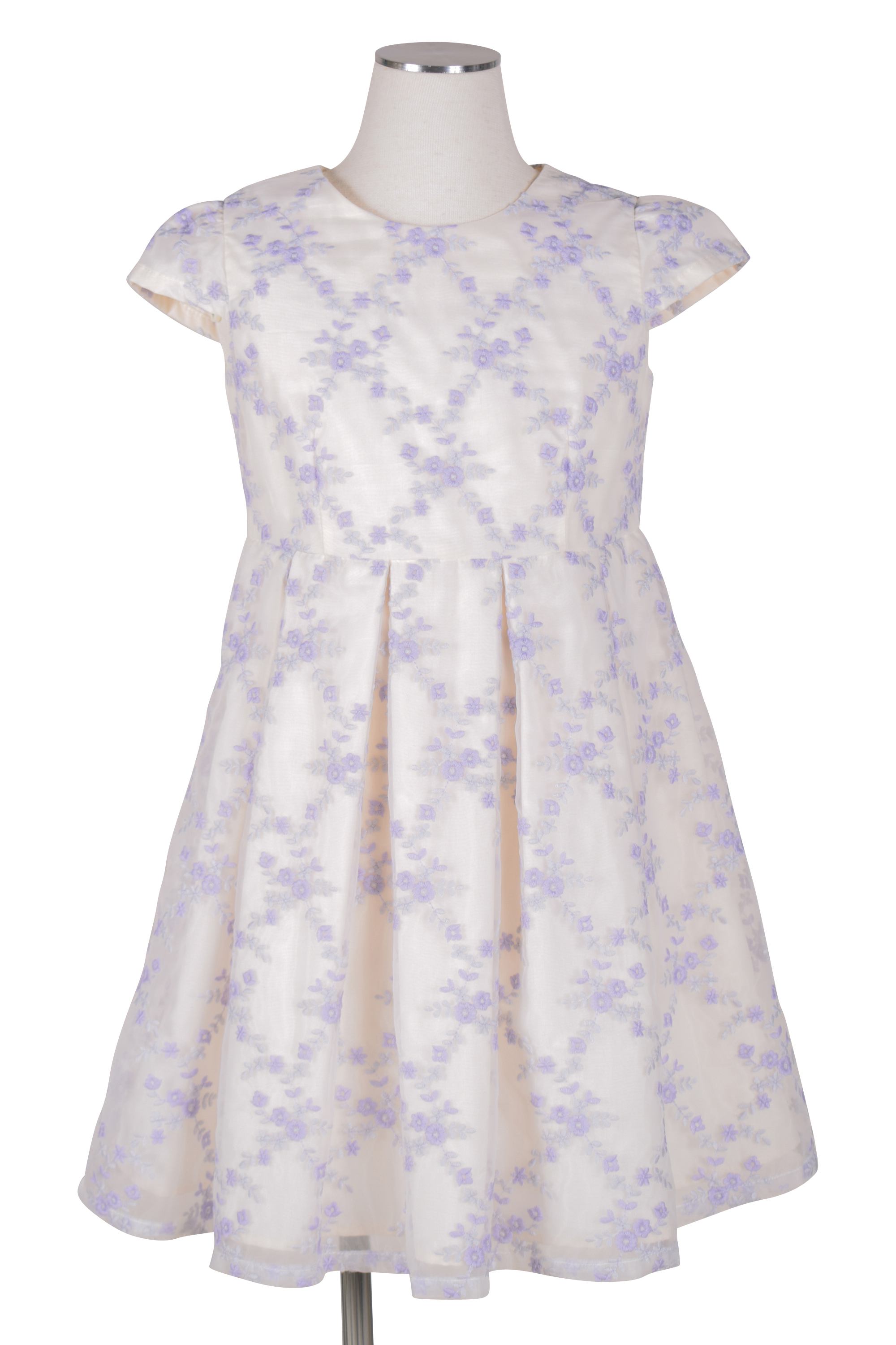 小花ラベンダー刺繍ホワイトワンピースセット