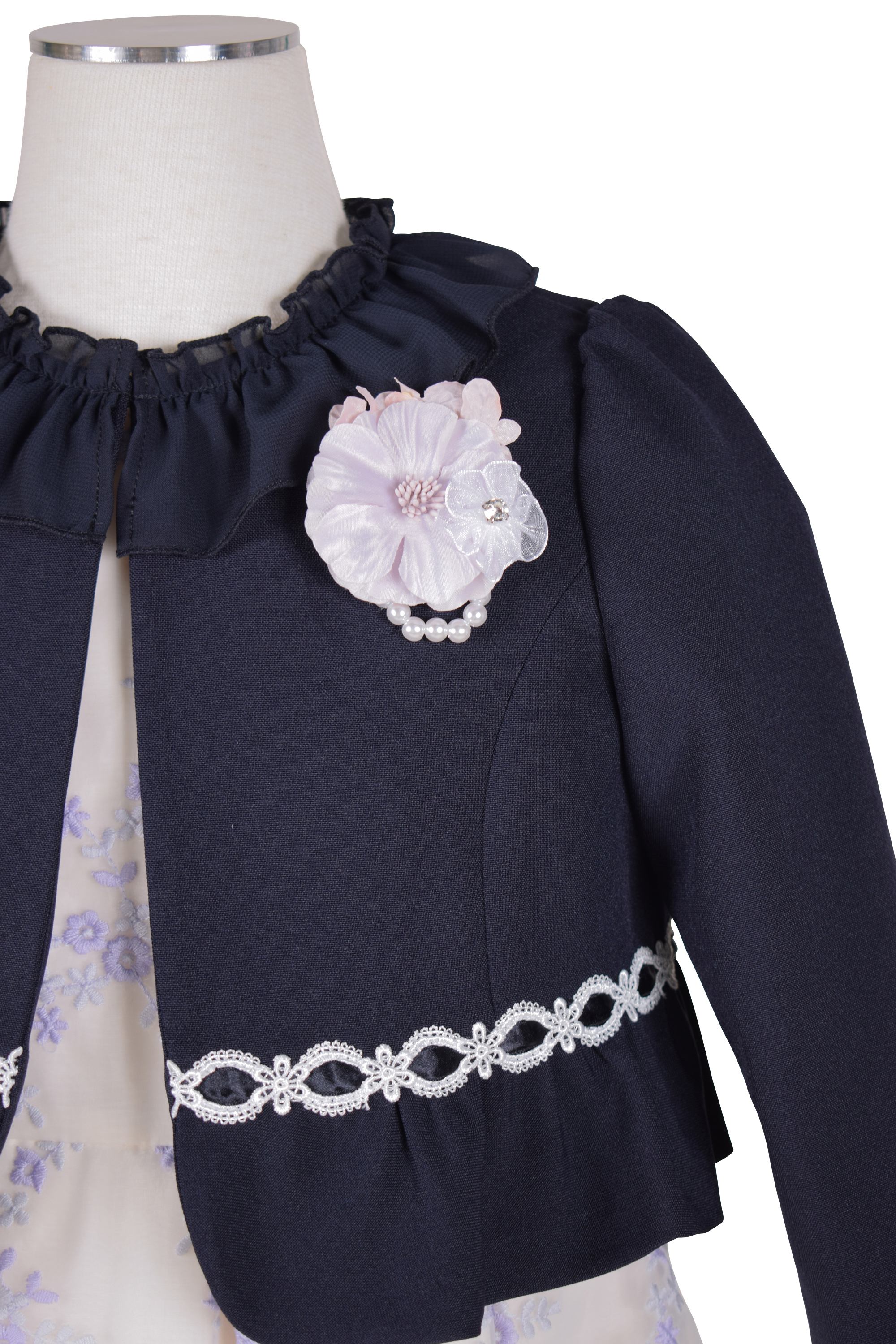 小花ラベンダー刺繍ホワイトワンピースセット