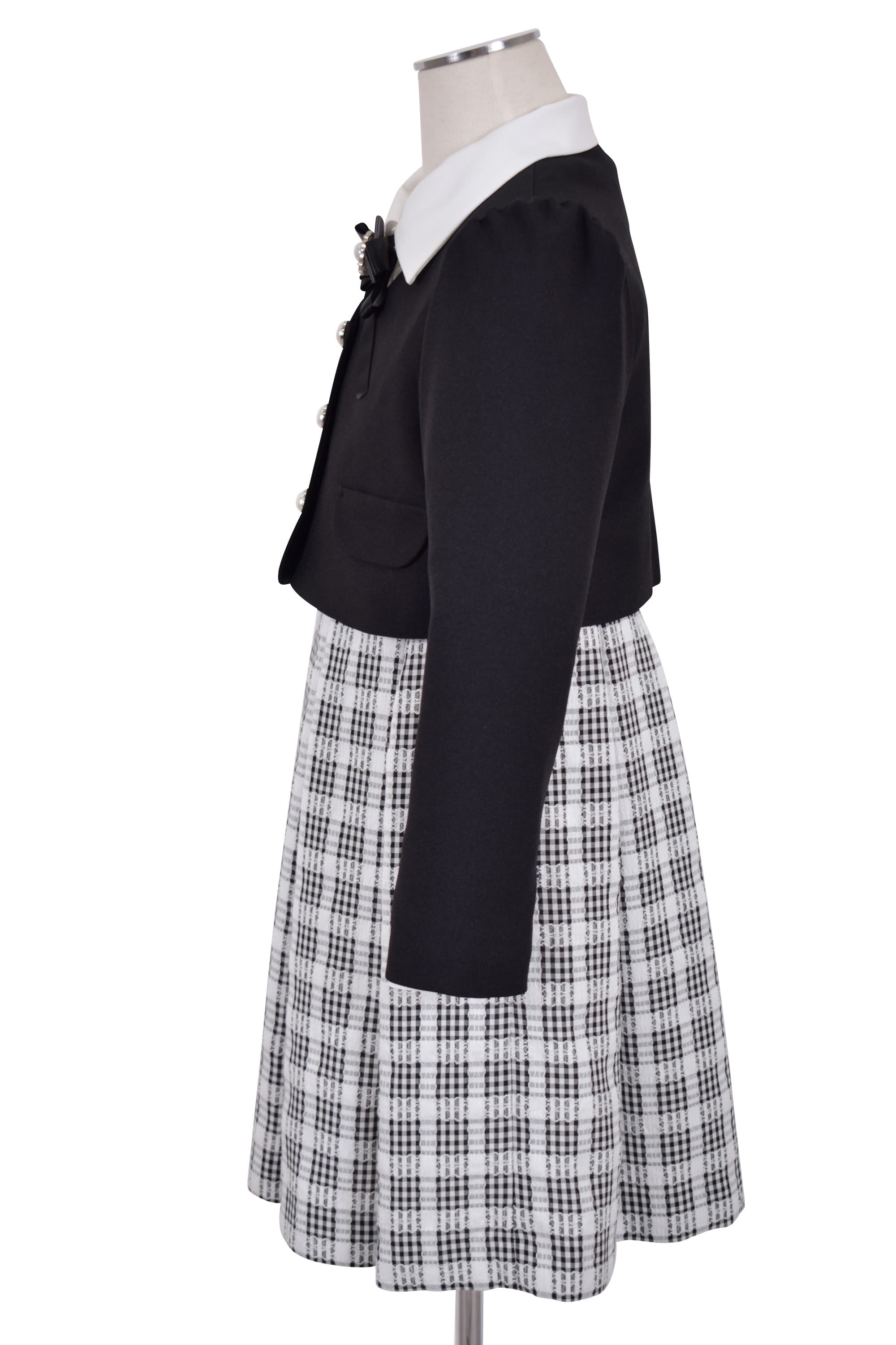 チェック柄ブラック×ホワイトワンピースセット