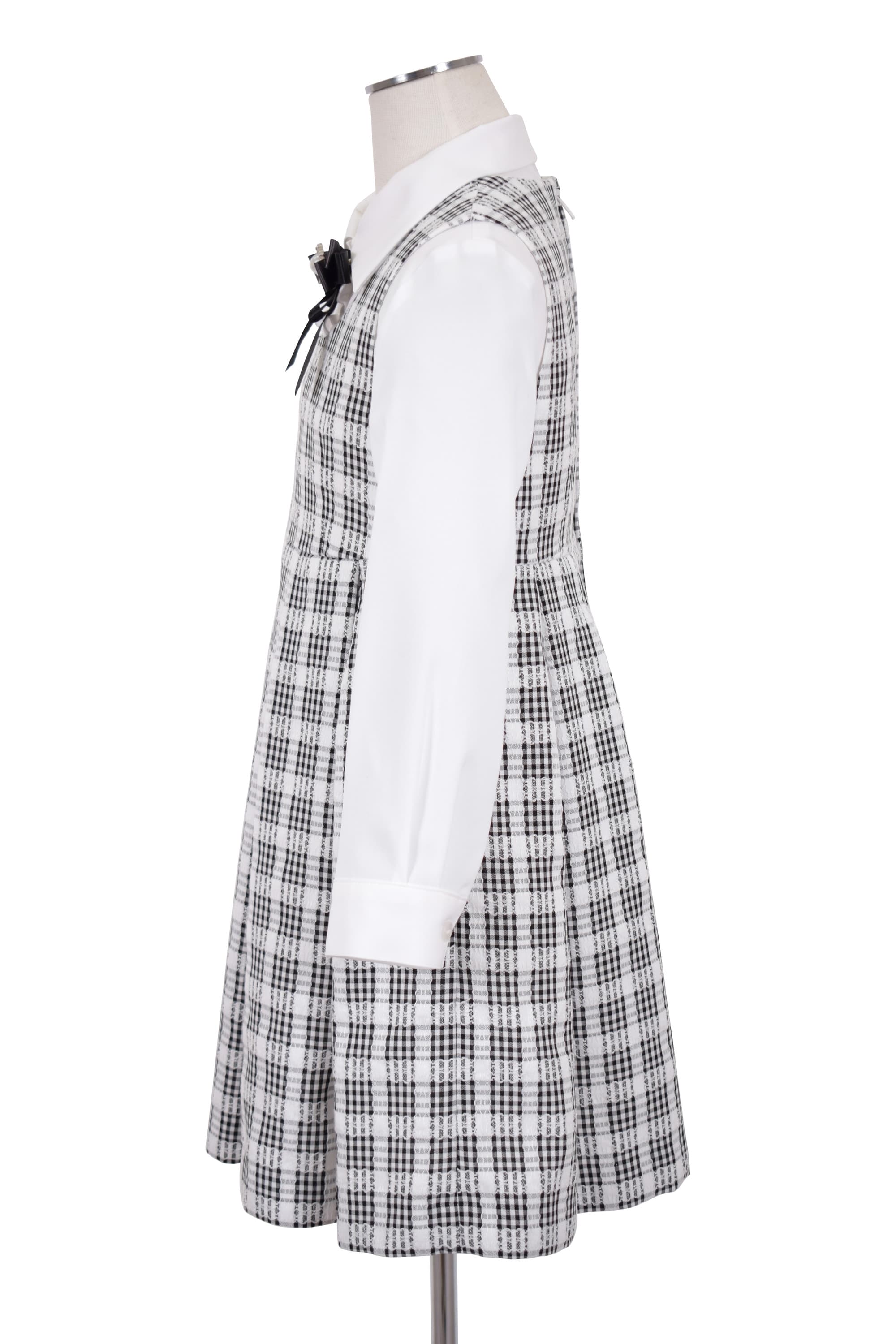 チェック柄ブラック×ホワイトワンピースセット