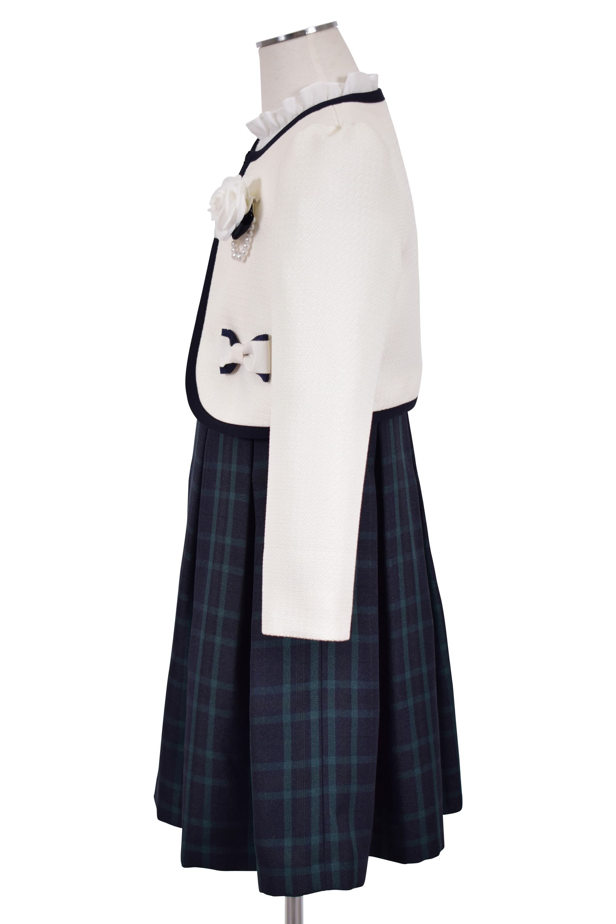 ブラックウォッチ柄×ホワイトワンピースセット