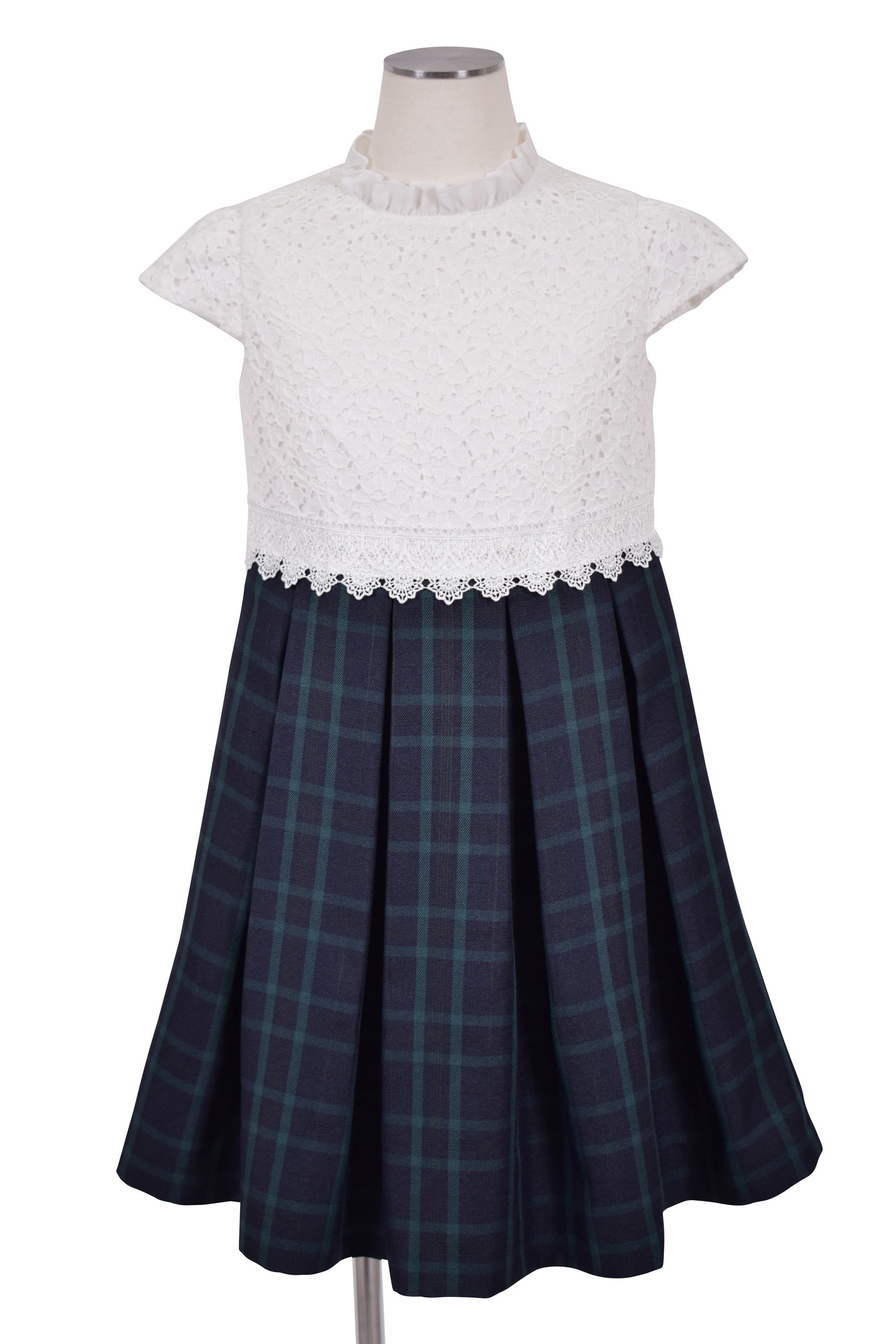 ブラックウォッチ柄×ホワイトワンピースセット