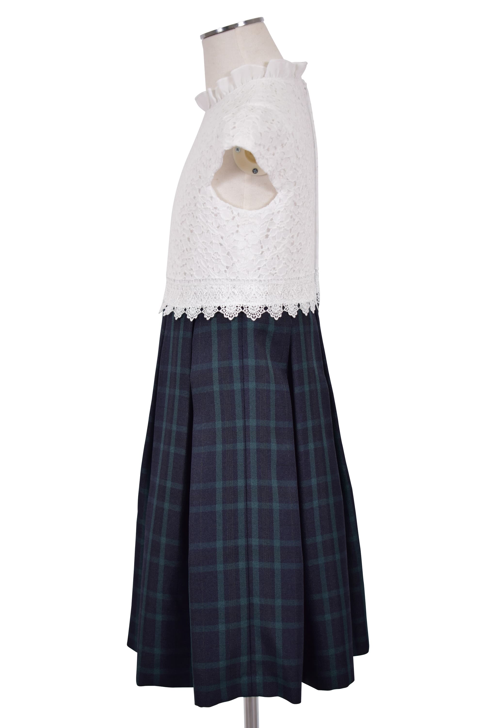 ブラックウォッチ柄×ホワイトワンピースセット