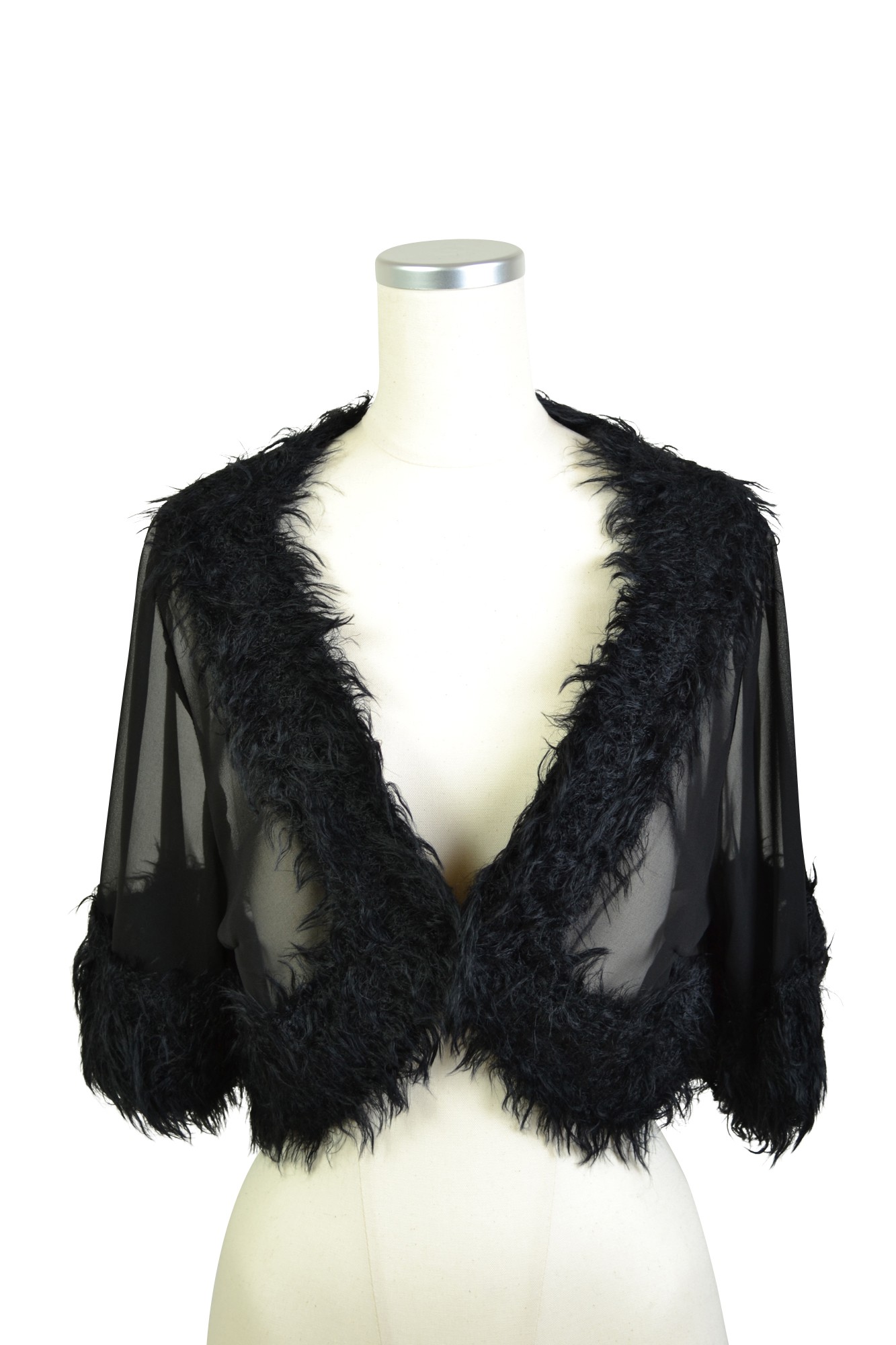 5分そでシースルーブラックボレロ