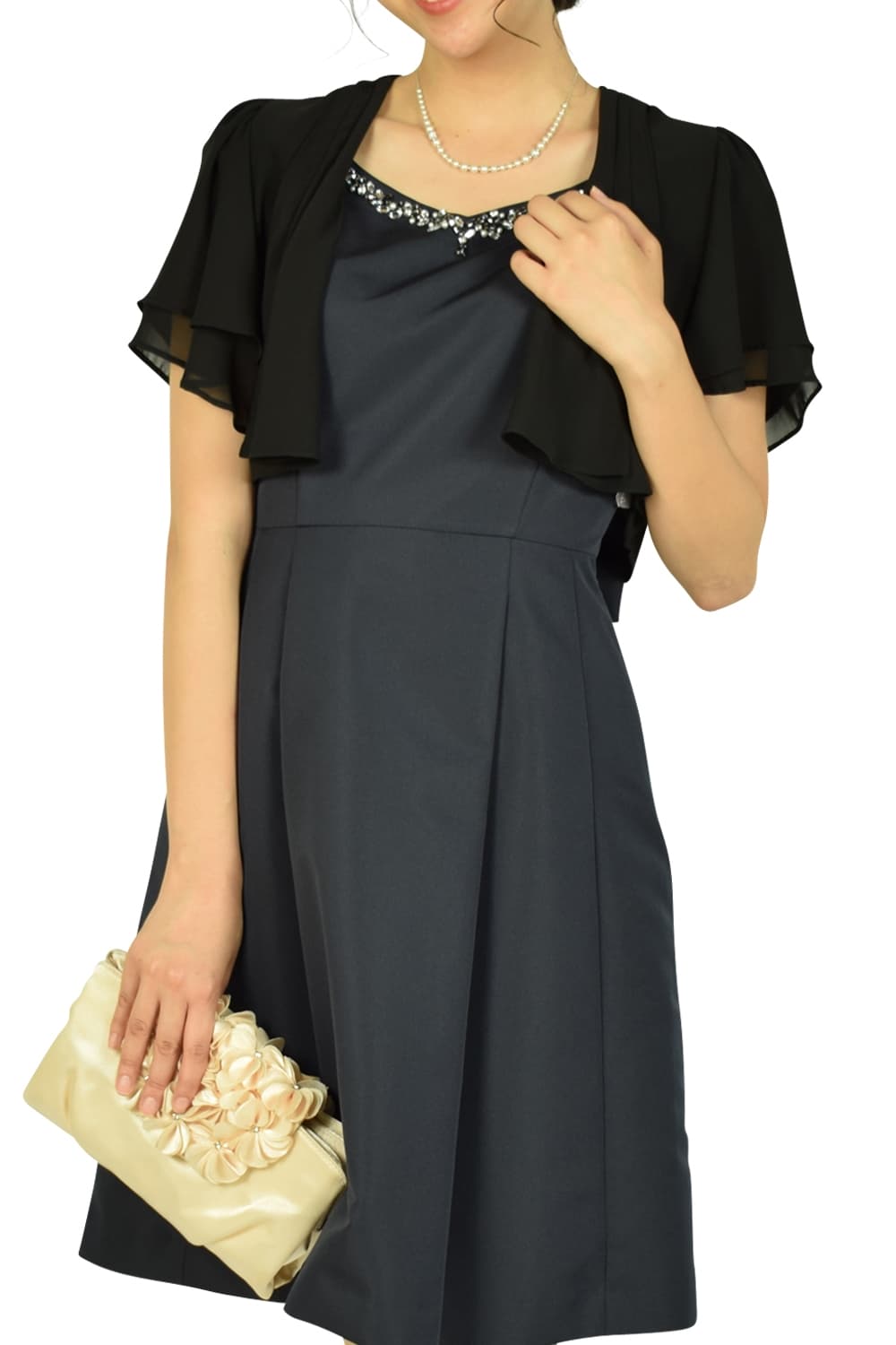 ❤️ブラック☆リボンボレロ❤️ リボンボレロワンピース｜evelyn