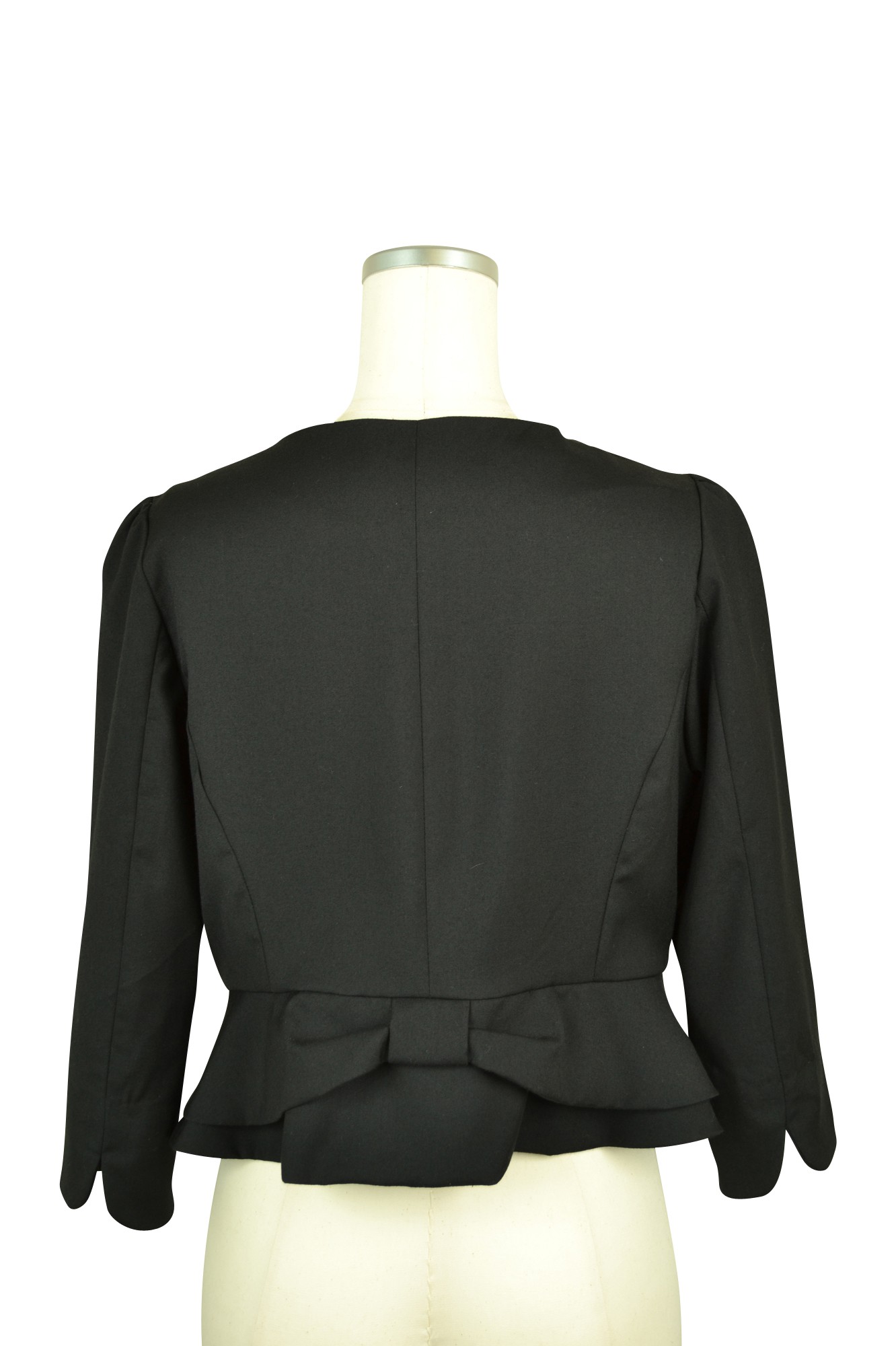 ブラック7分袖ノーカラージャケット