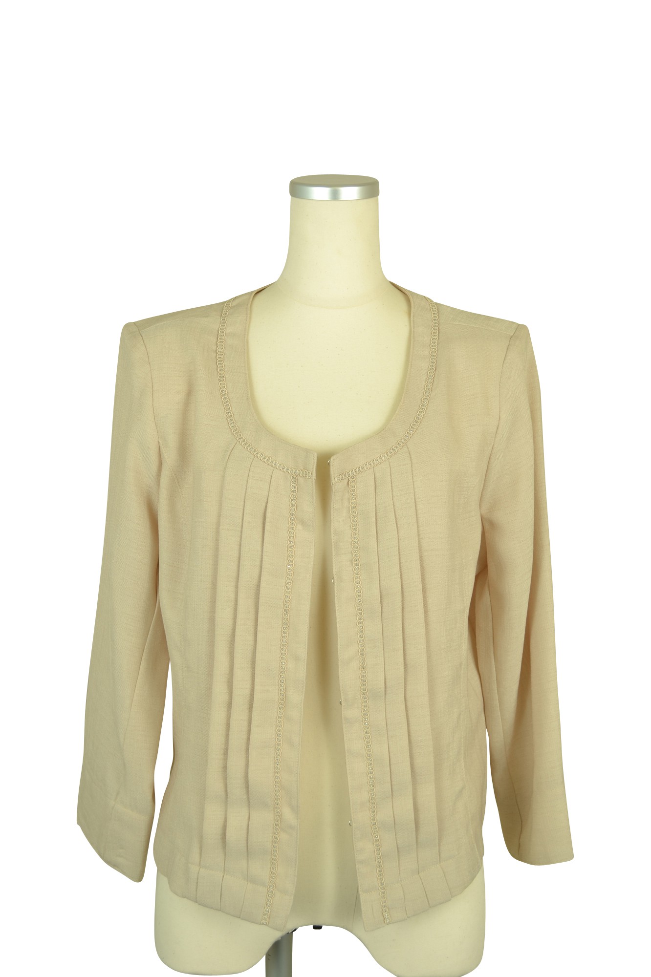 麻調ノーカラージャケットアイボリー