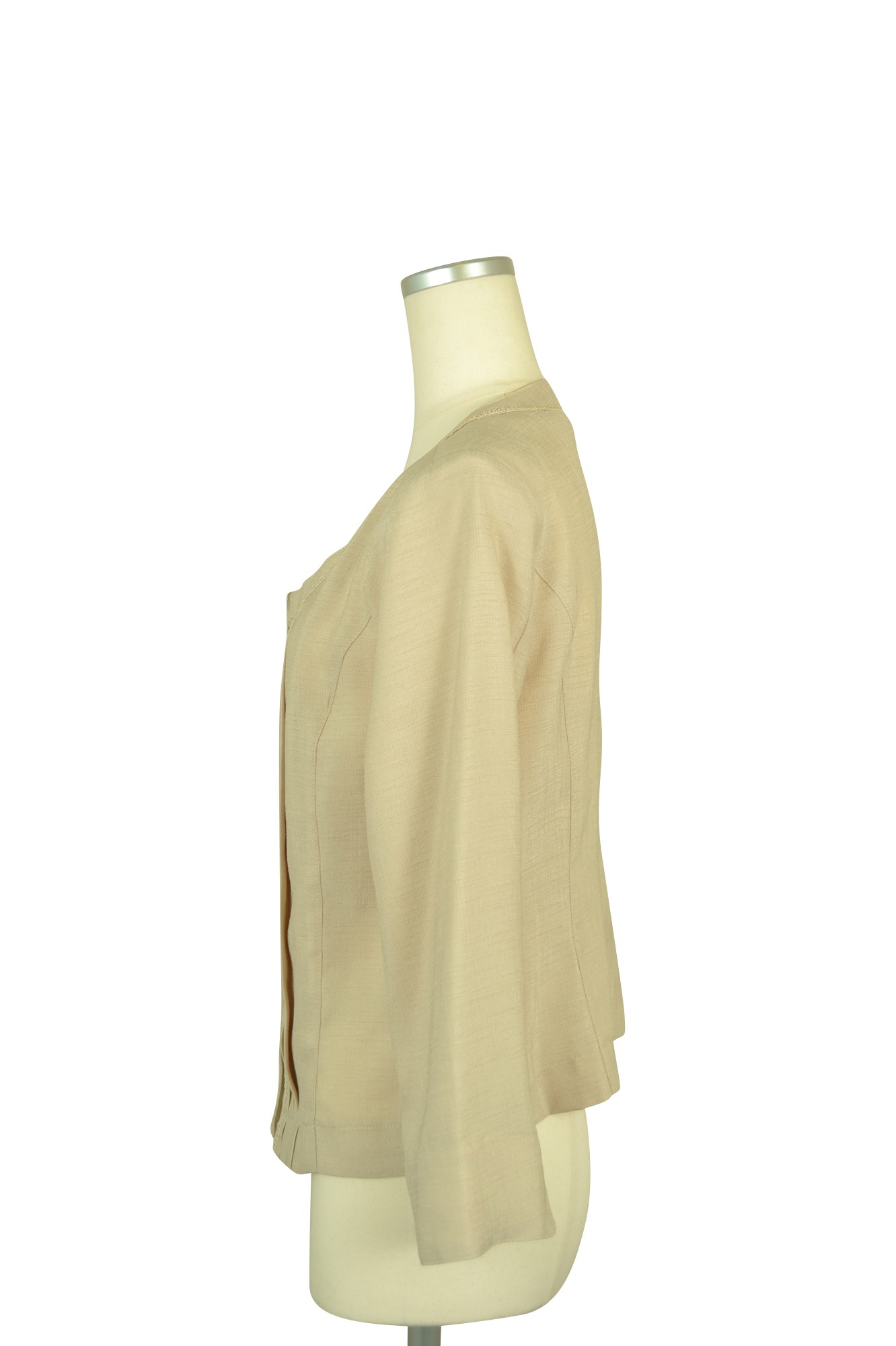 麻調ノーカラージャケットアイボリー