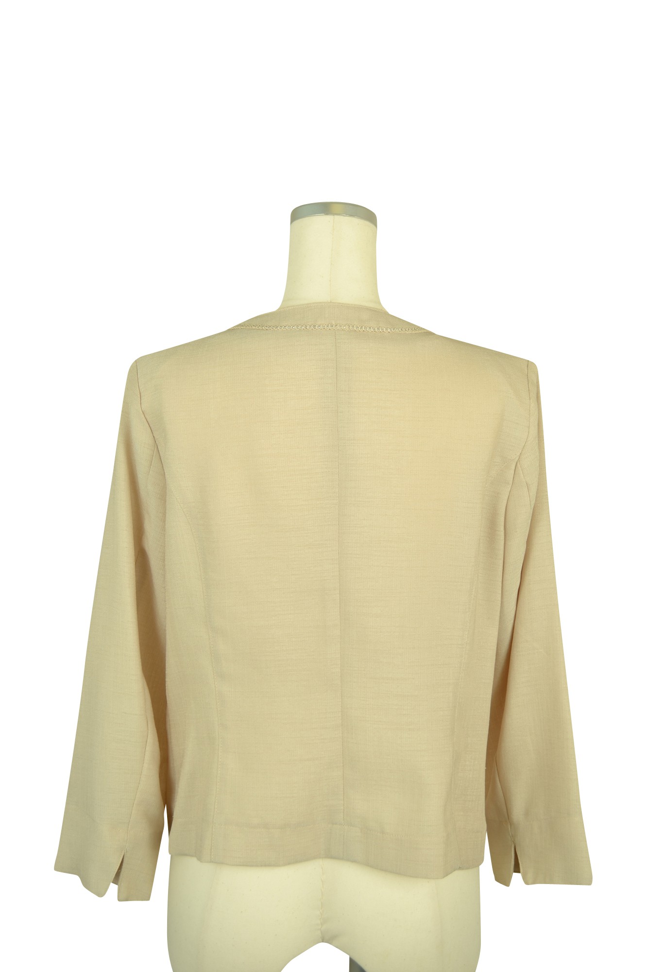 麻調ノーカラージャケットアイボリー