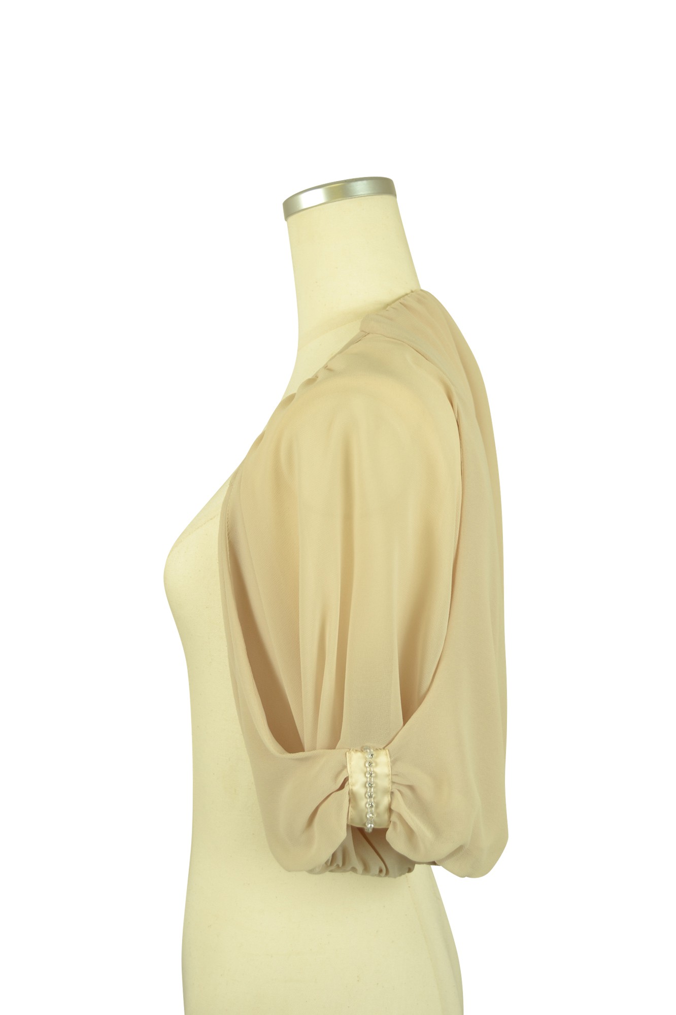 シンプルクリスタル付きベージュボレロ