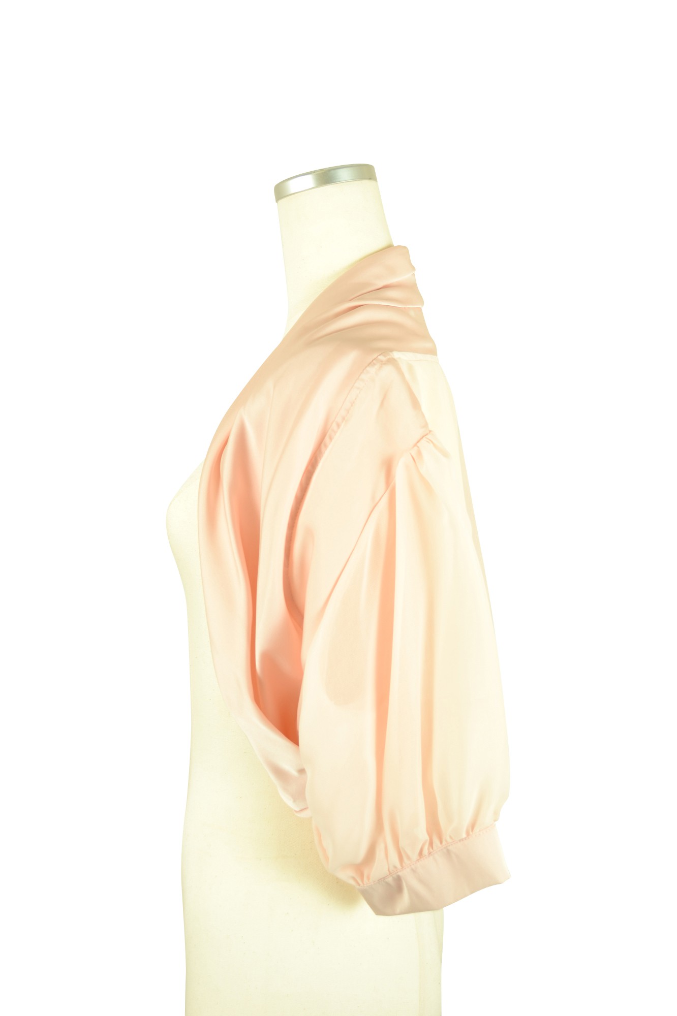 ショールカラー風ピンクボレロ