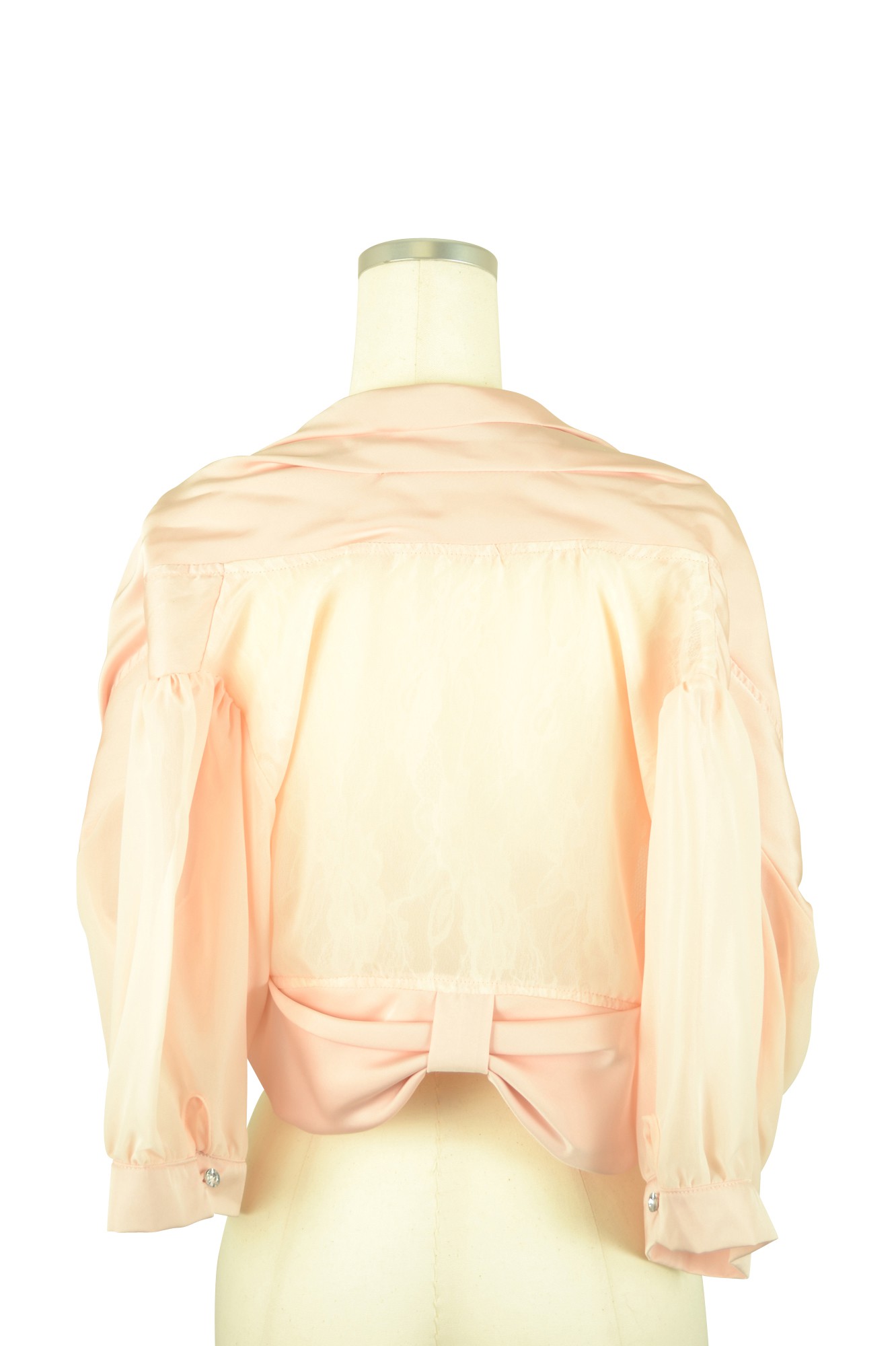 ショールカラー風ピンクボレロ