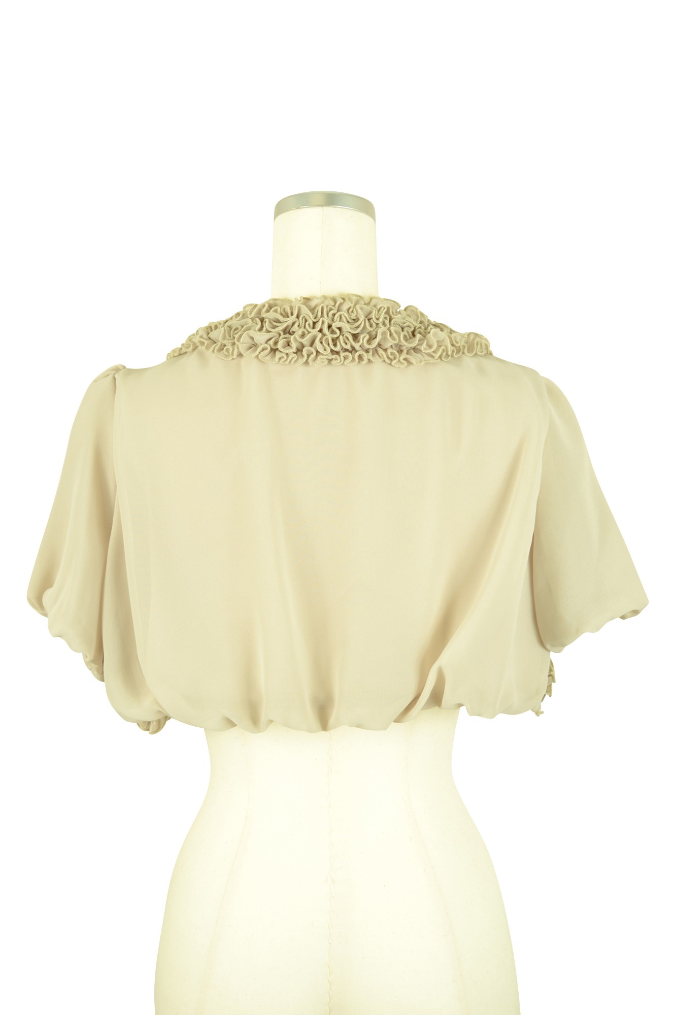 バルーン袖グレーフリルボレロ