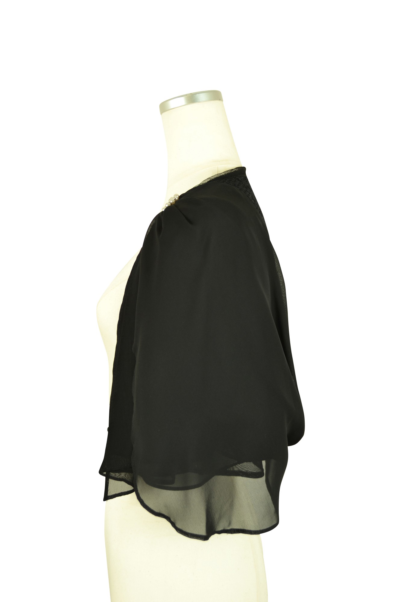 ラッフル袖パールブラックボレロ