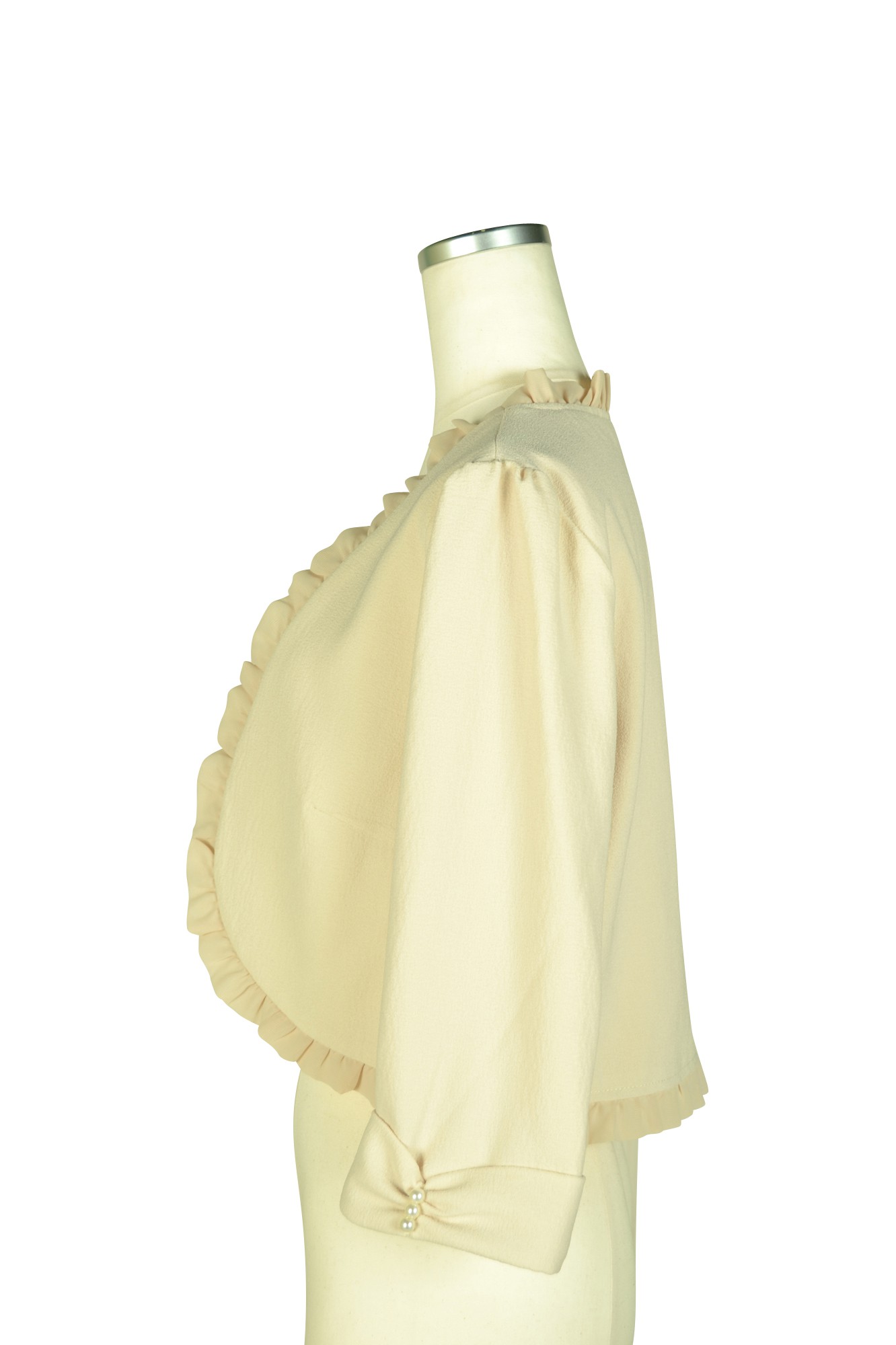 7分袖シャンパンノーカラージャケット