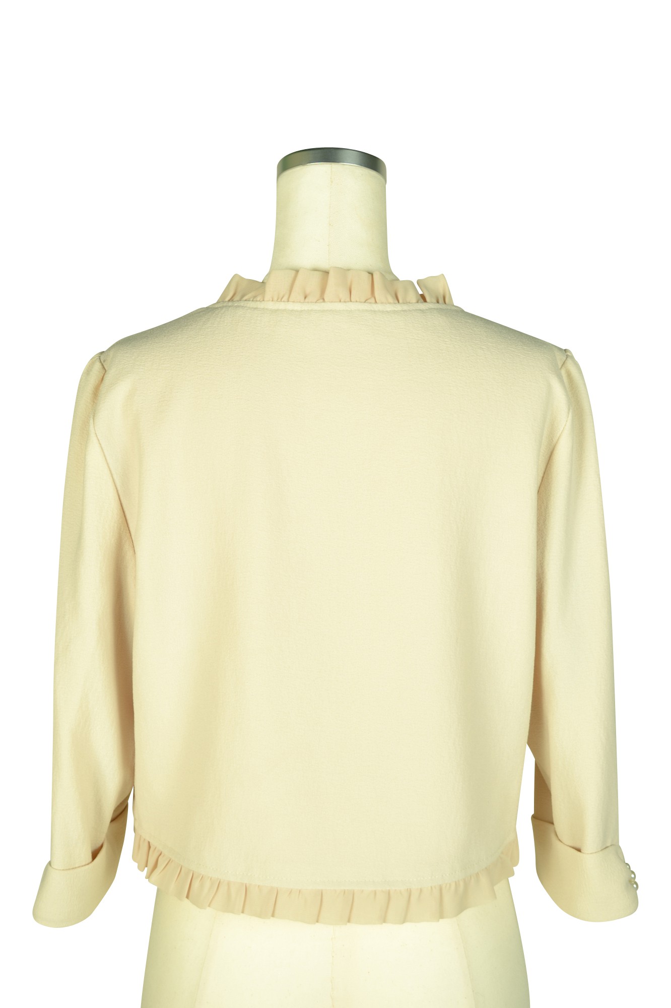 7分袖シャンパンノーカラージャケット