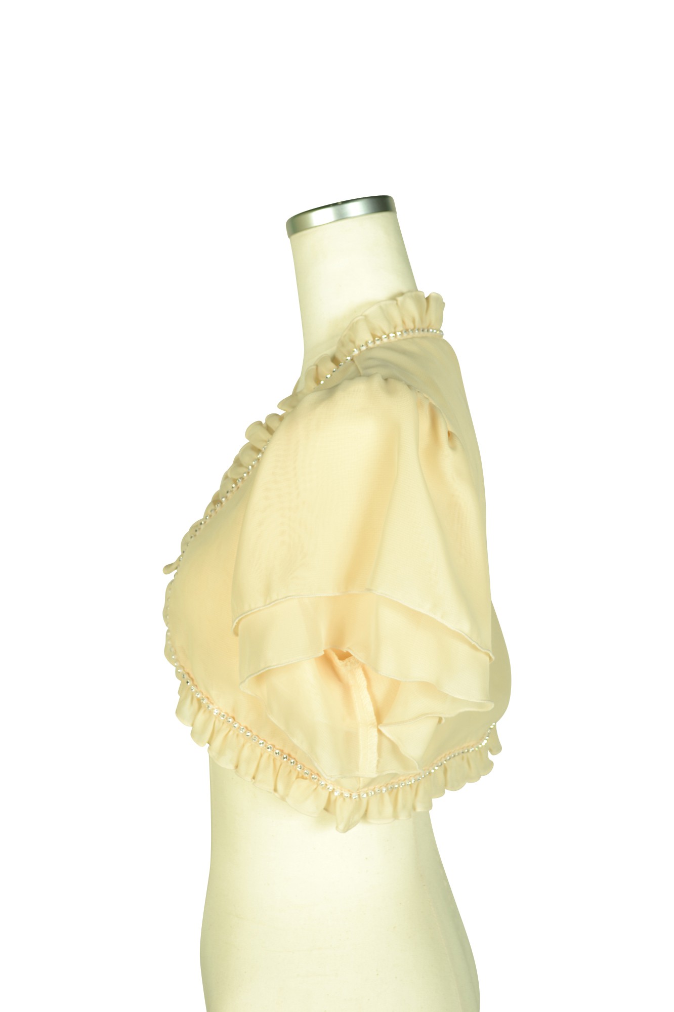 フレア袖ベージュクリスタルボレロ