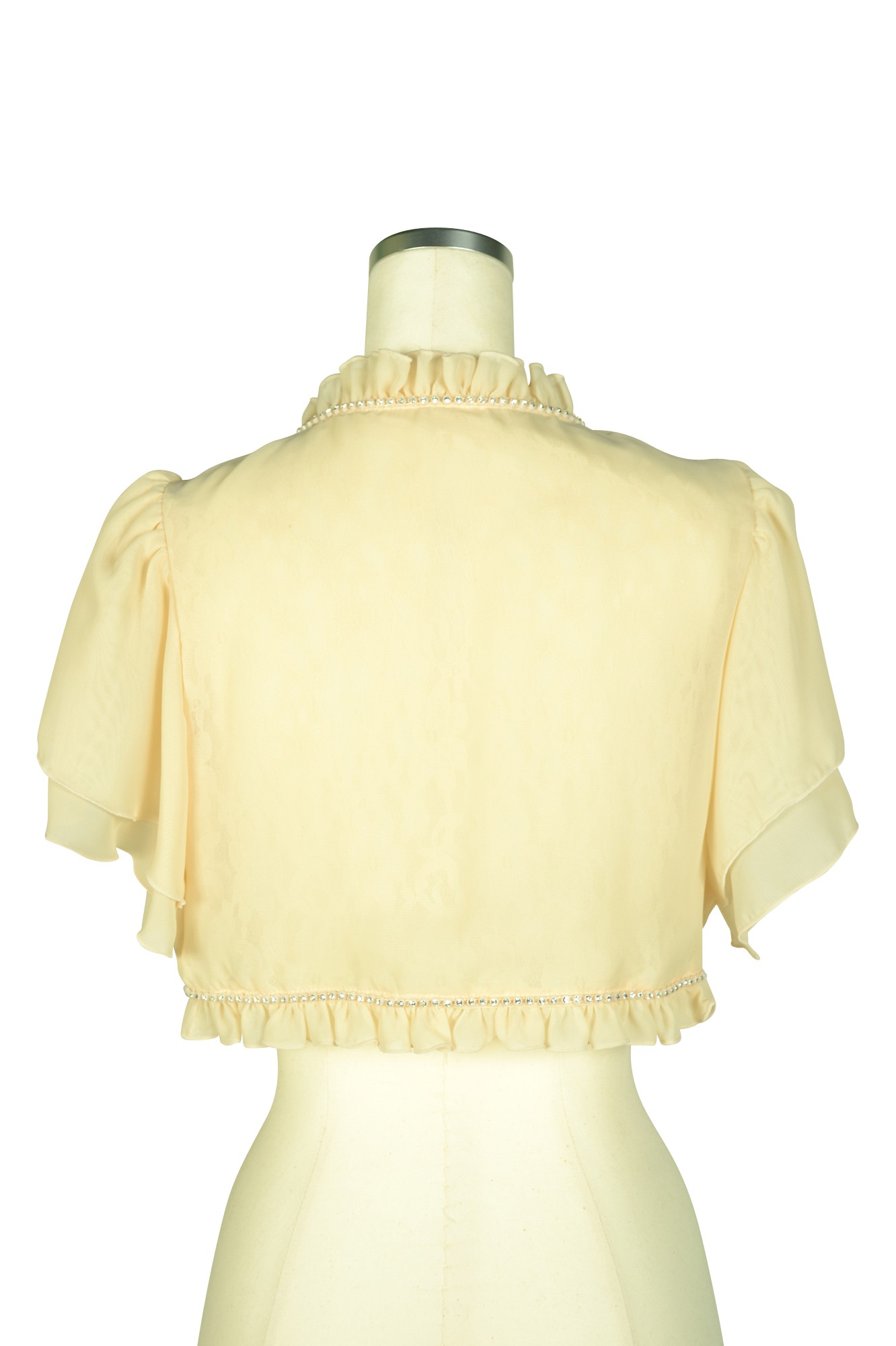 フレア袖ベージュクリスタルボレロ