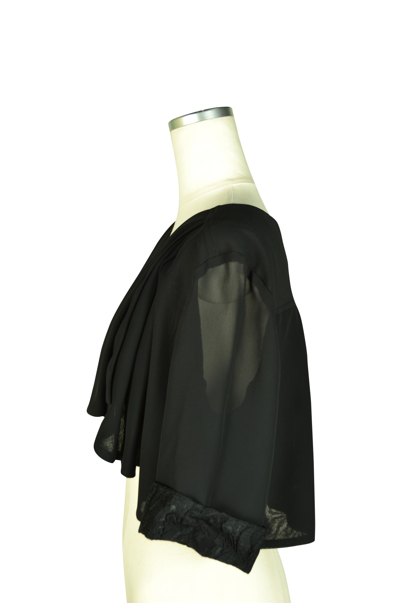 5分袖上品レースブラックボレロ