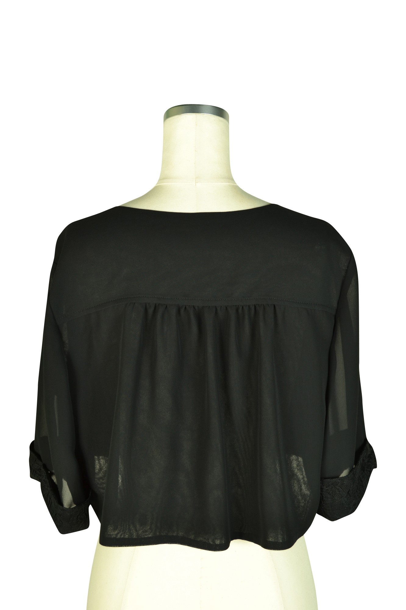 5分袖上品レースブラックボレロ