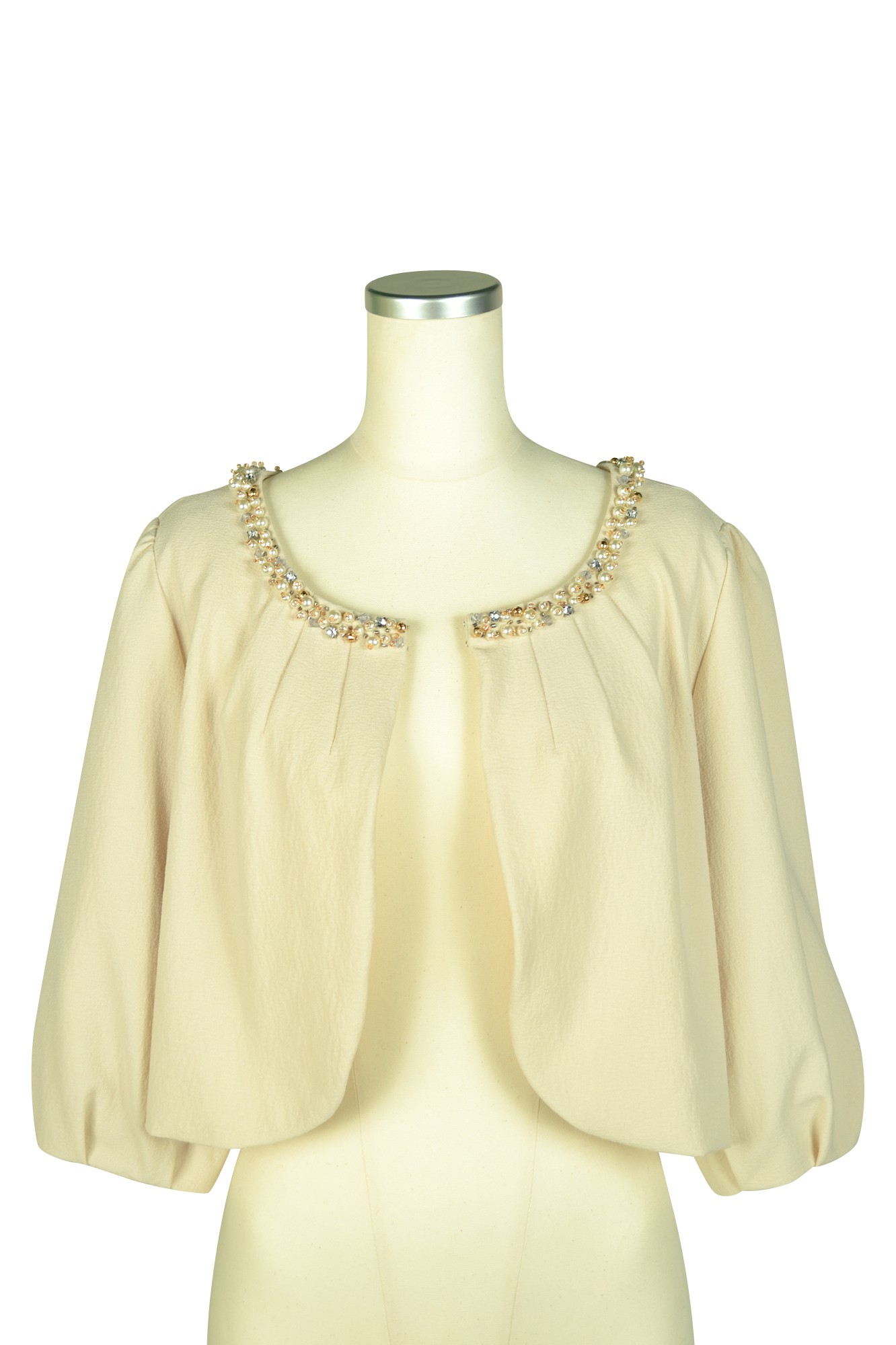 首元ビジュノーカラーシャンパンジャケット