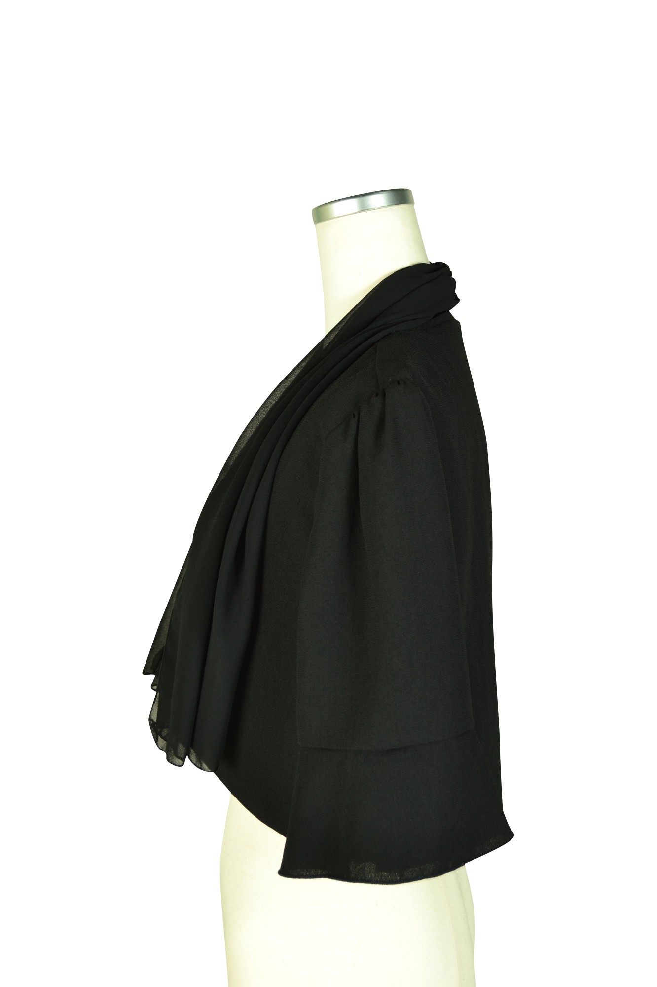 2way襟付き5分袖ブラックボレロ