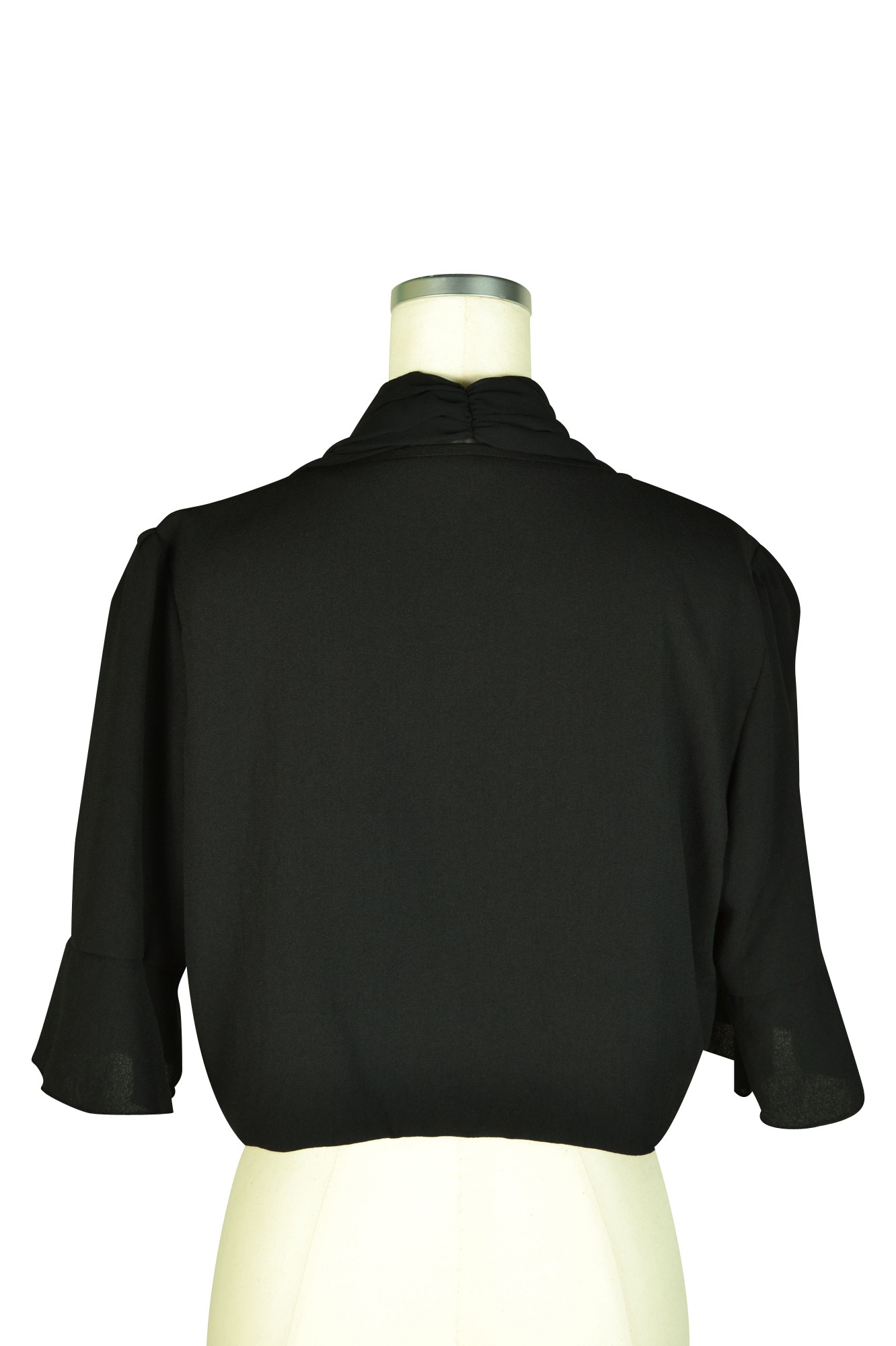 2way襟付き5分袖ブラックボレロ